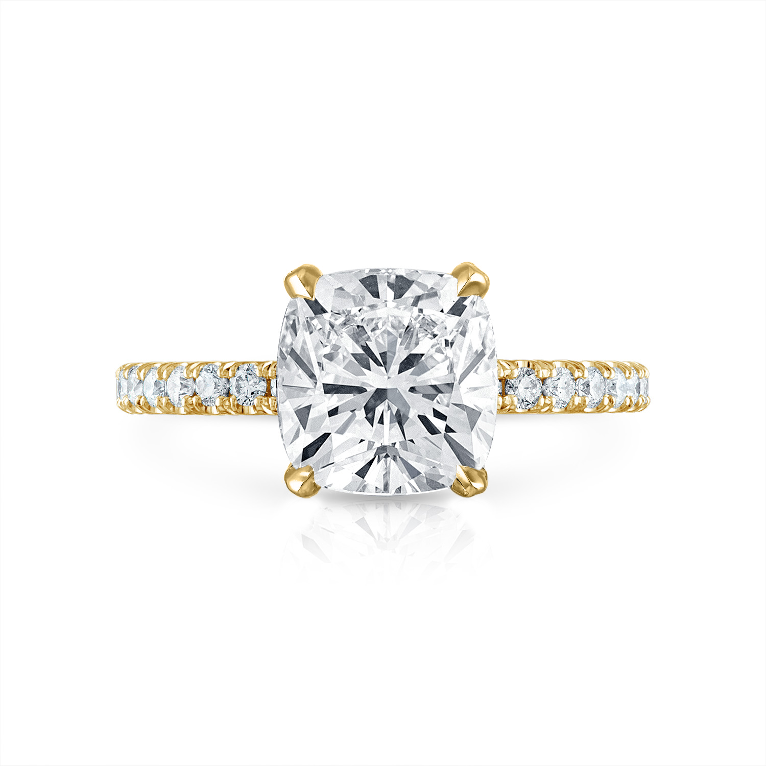 Cushion Pave Engagement Ring in Yellow Gold