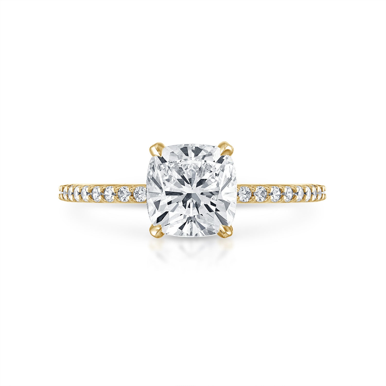 Cushion Pave Engagement Ring in Yellow Gold