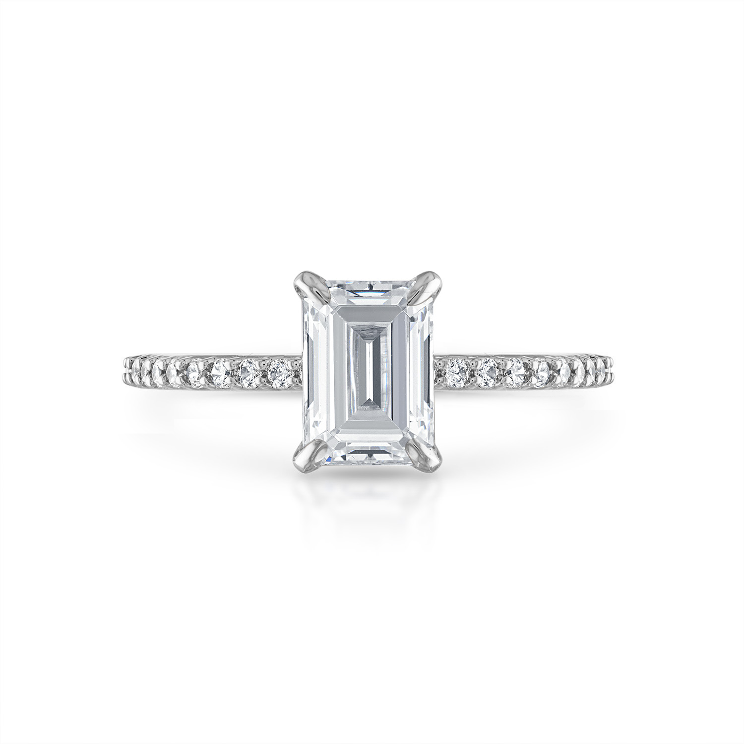 Emerald Pave Engagement Ring in Platinum