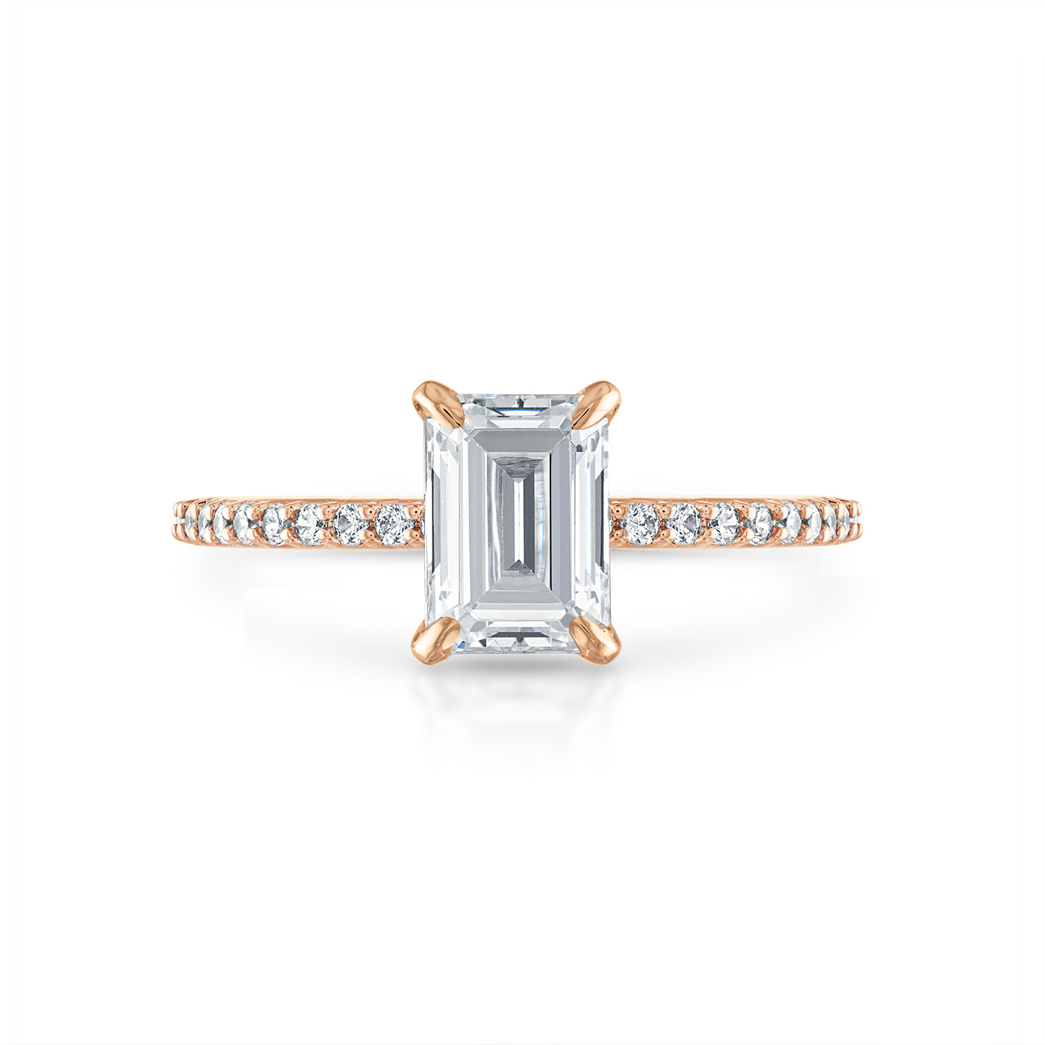 Emerald Pave Engagement Ring in Rose Gold