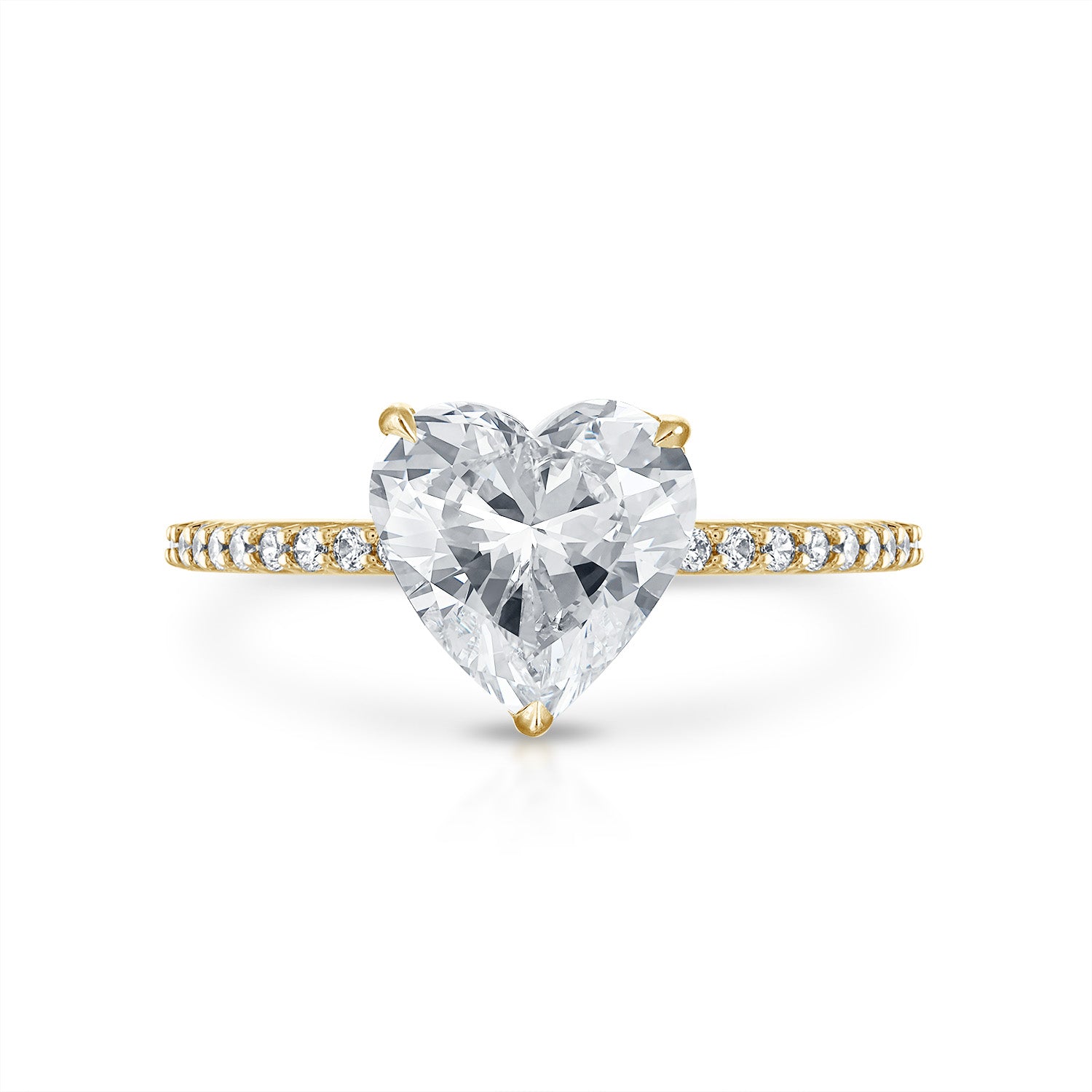 Heart Pave Engagement Ring in Yellow Gold