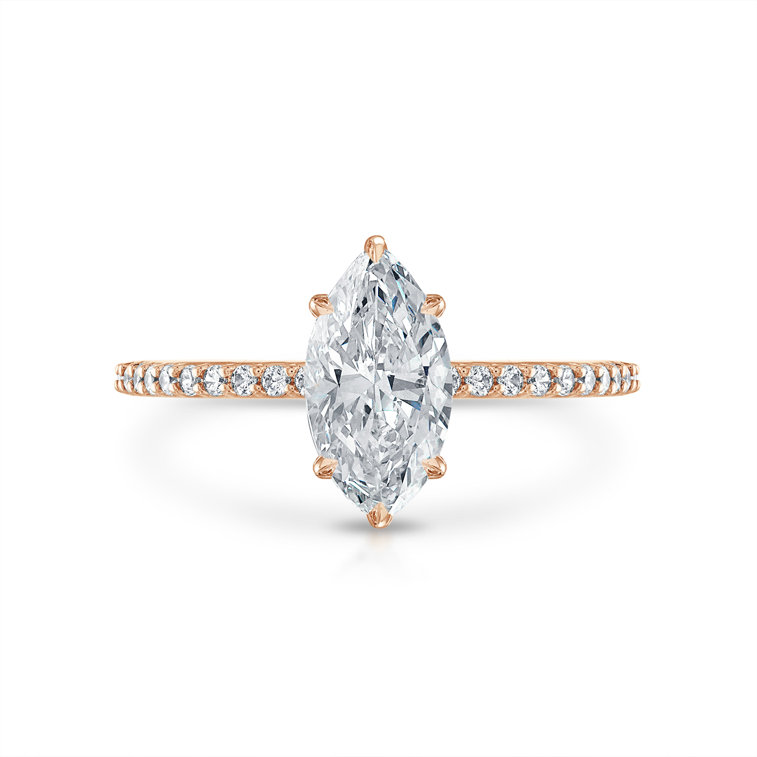 Marquise Pave with Pave Underbezel Engagement Ring in Rose Gold