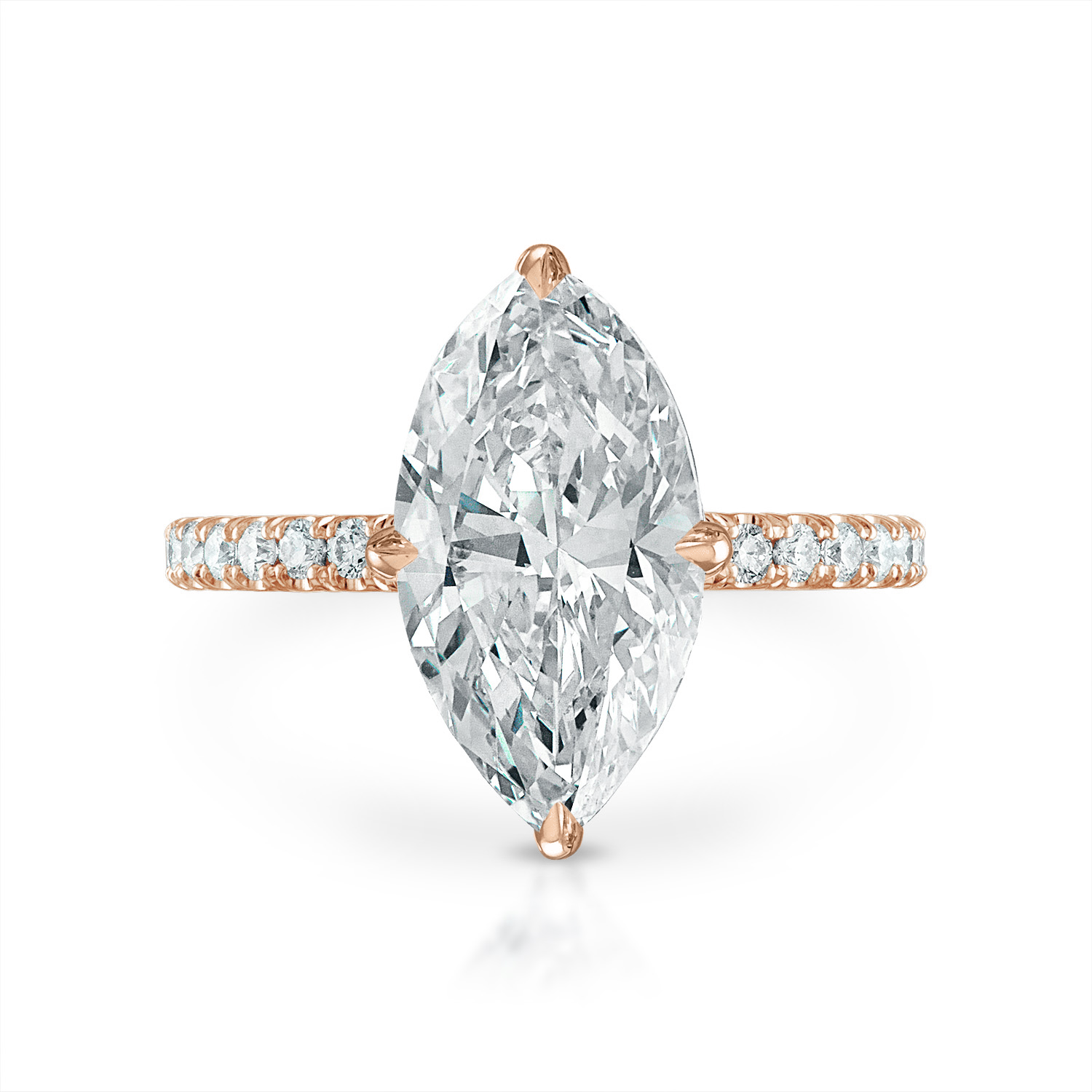 Marquise Pave Engagement Ring in Rose Gold