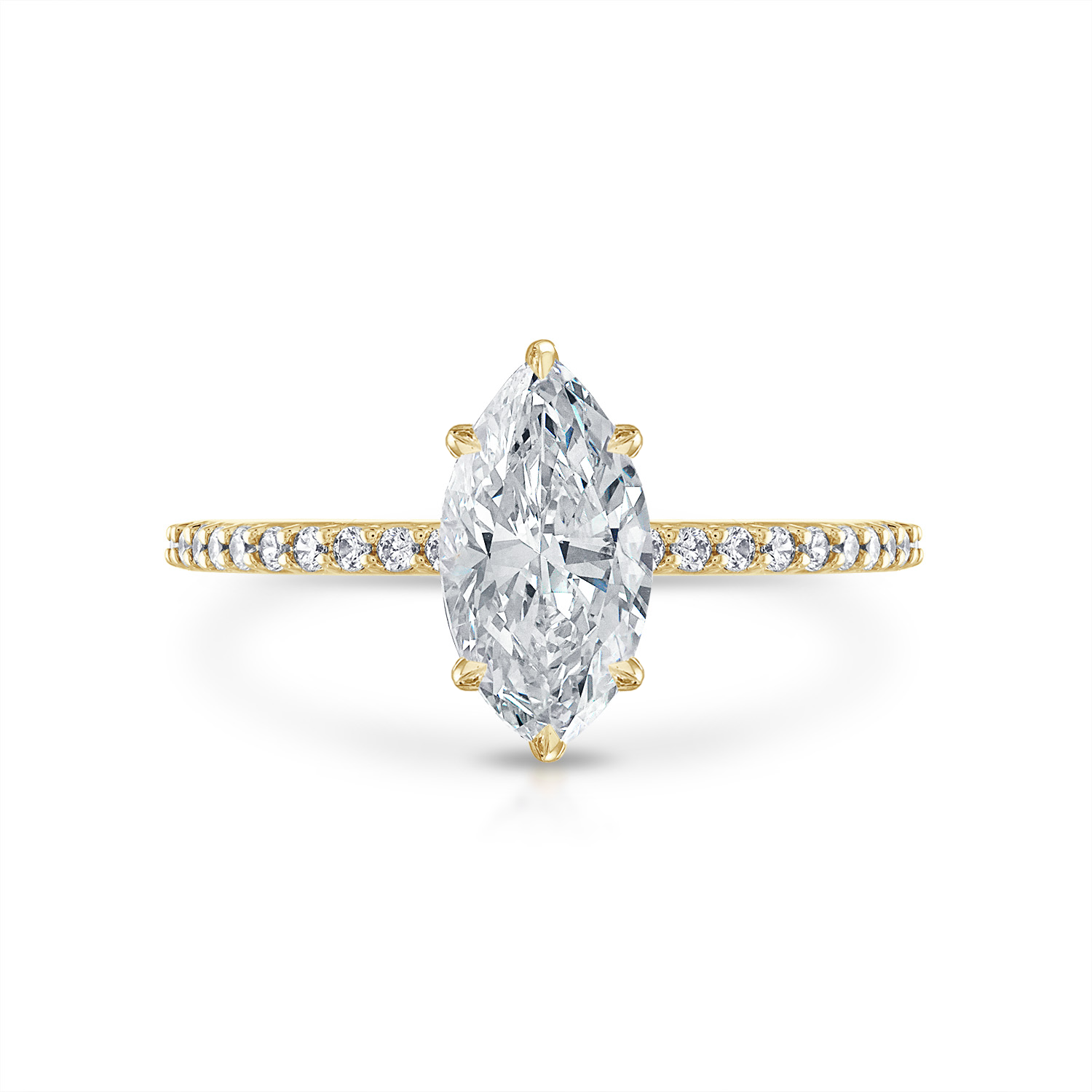 Marquise Pave Engagement Ring in Yellow Gold