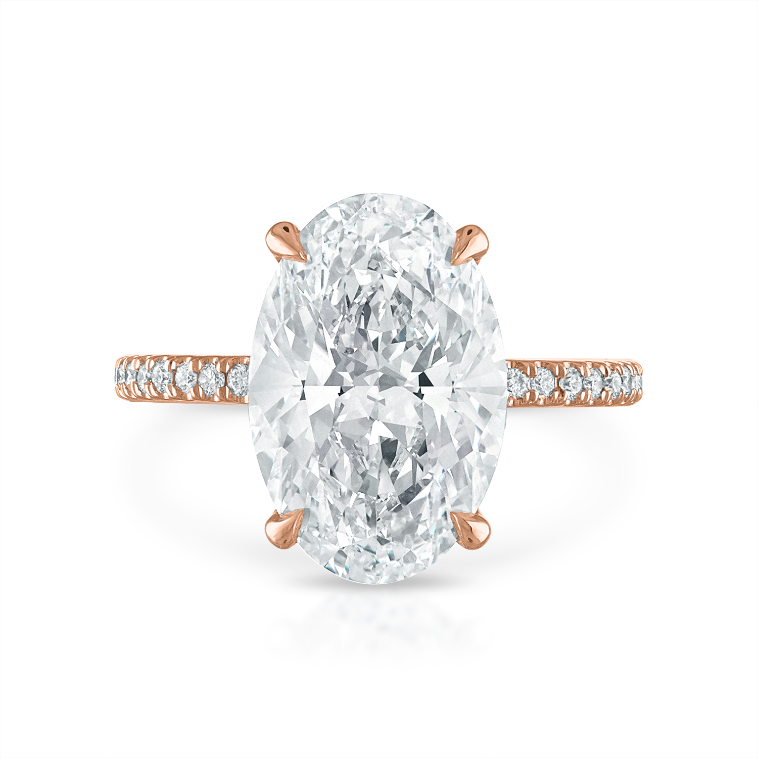 Oval Pave Engagement Ring in Rose Gold