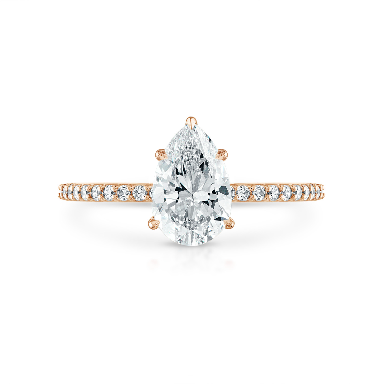 Pear Pave with Pave Underbezel Engagement Ring in Rose Gold