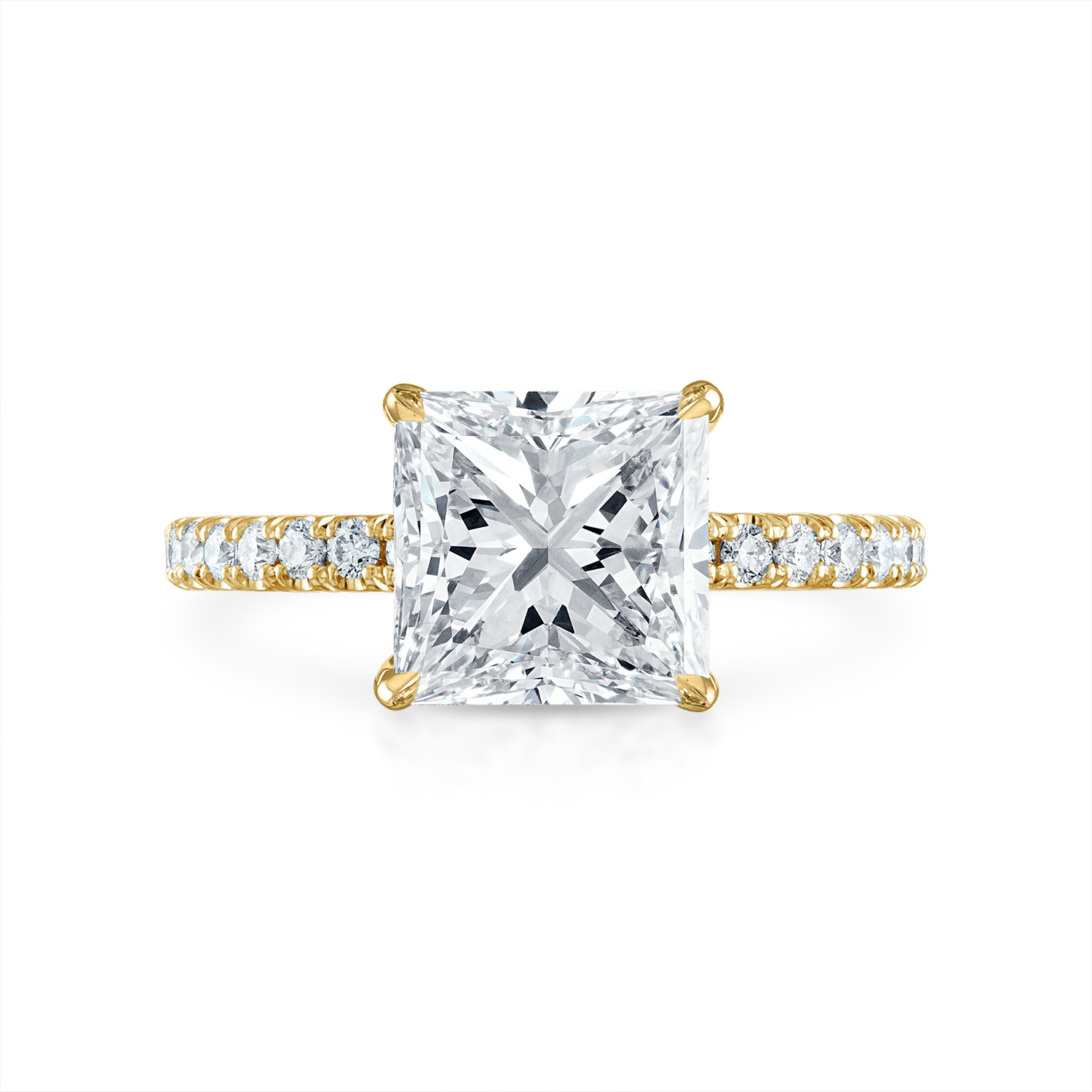 Princess Pave Engagement Ring in Yellow Gold