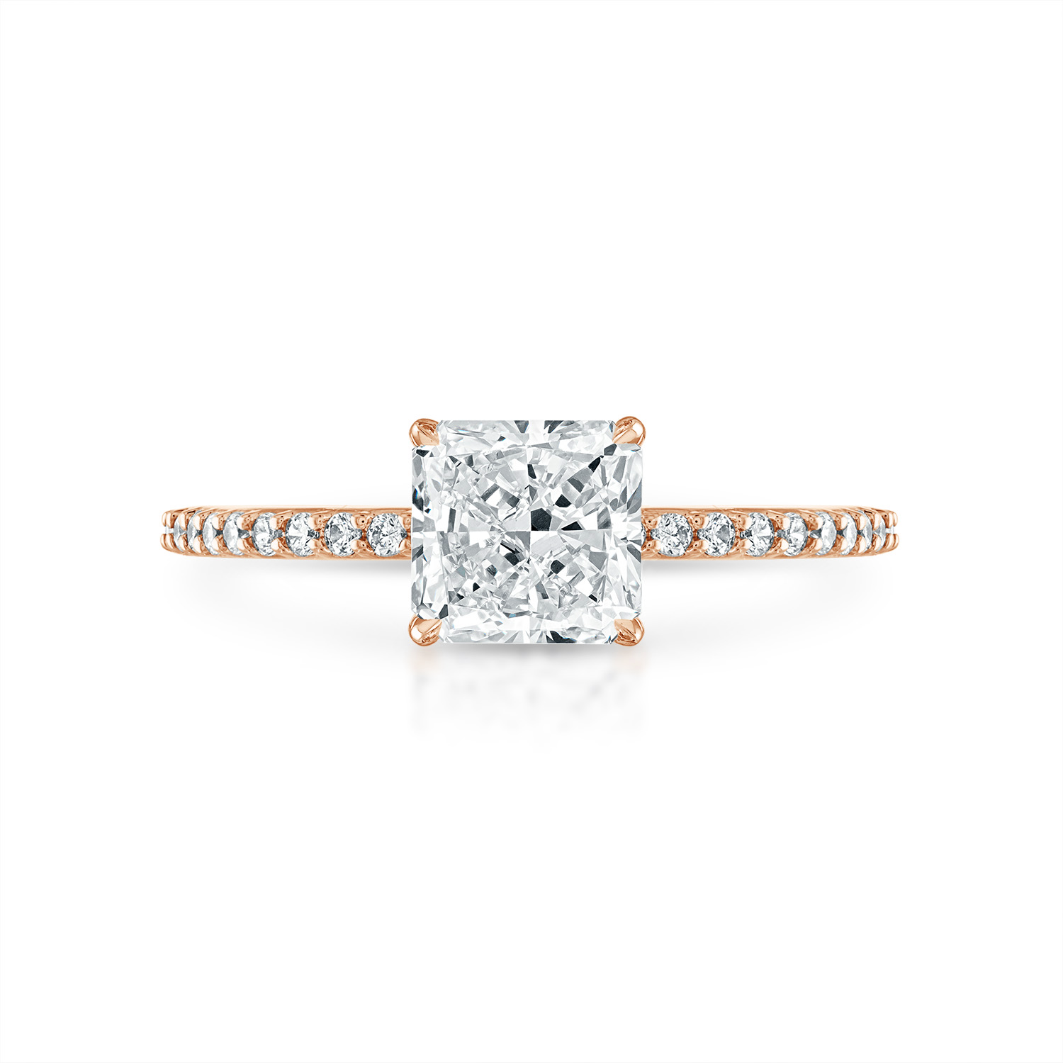 Radiant Pave Engagement Ring in Rose Gold