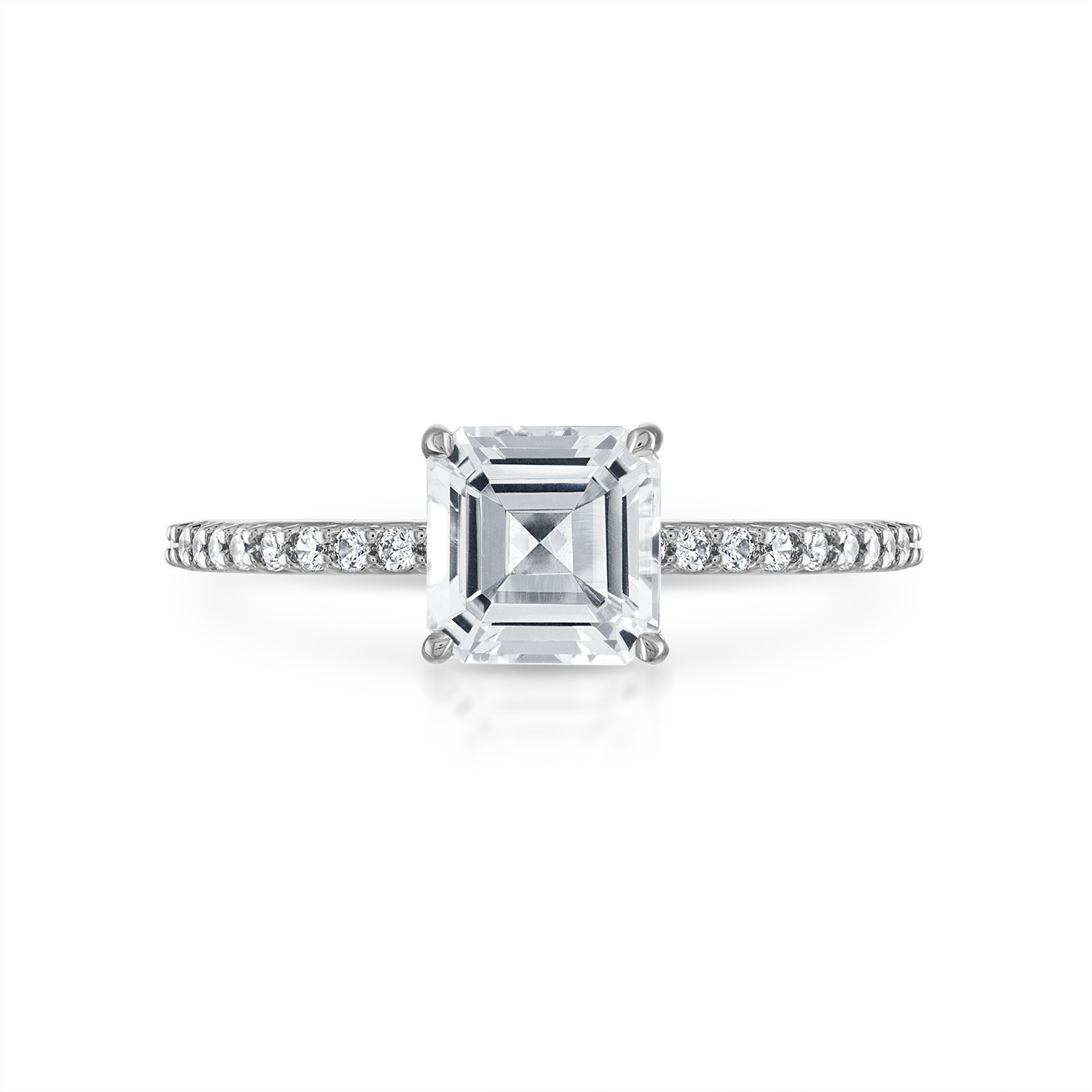 Asscher Pave with Pave Underbezel Engagement Ring in Platinum