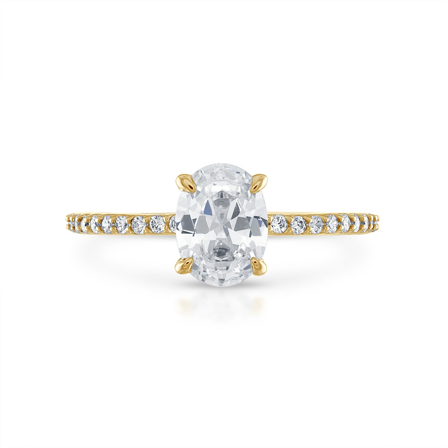 Oval Pave with Pave Underbezel Engagement Ring in Yellow Gold