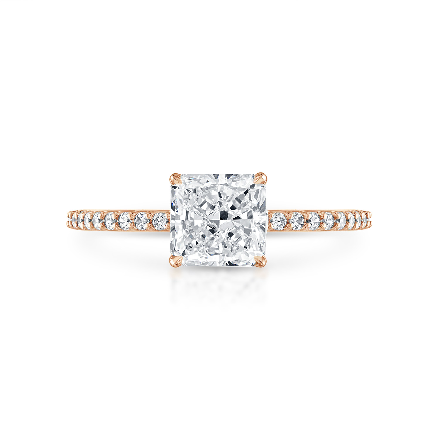 Radiant Pave with Pave Underbezel Engagement Ring in Rose Gold