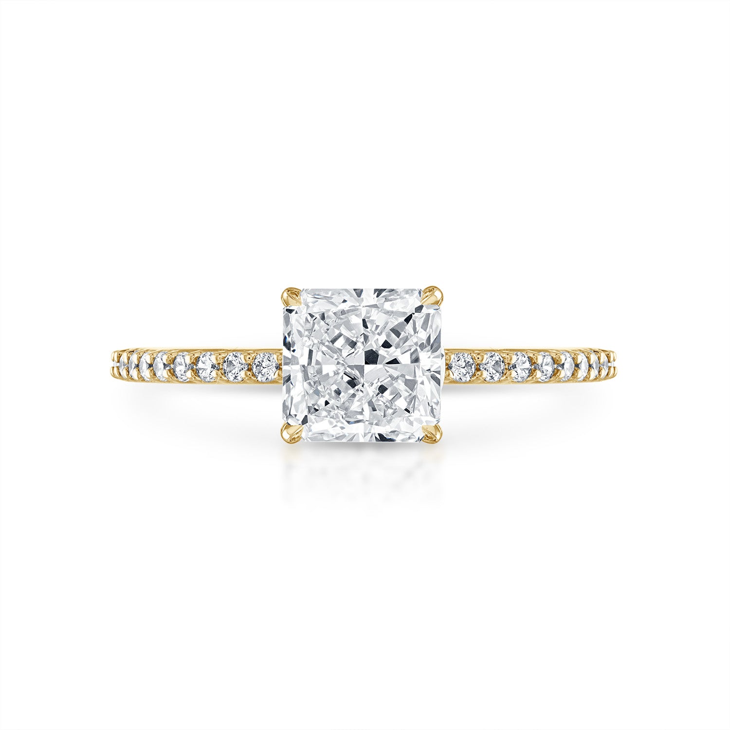 Radiant Pave with Pave Underbezel Engagement Ring in Yellow Gold