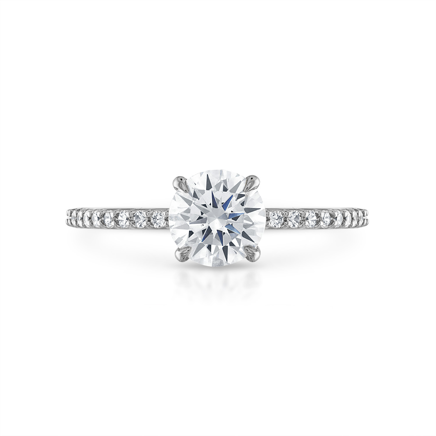 Round Pave with Pave Underbezel Engagement Ring in Platinum