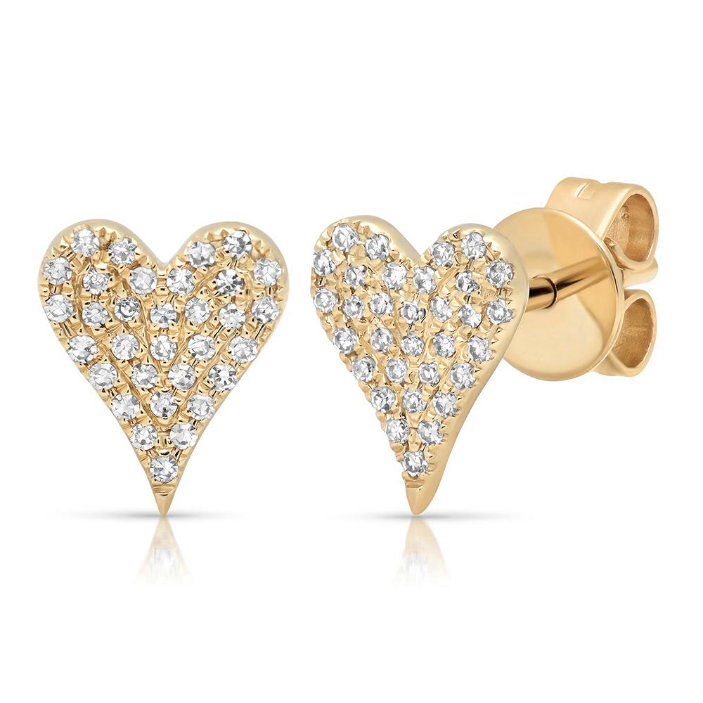 Pave Heart Studs