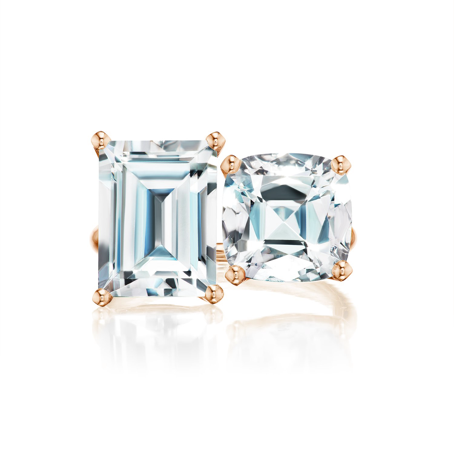 Bold White Topaz Emerald and Cushion Two-Stone Ring