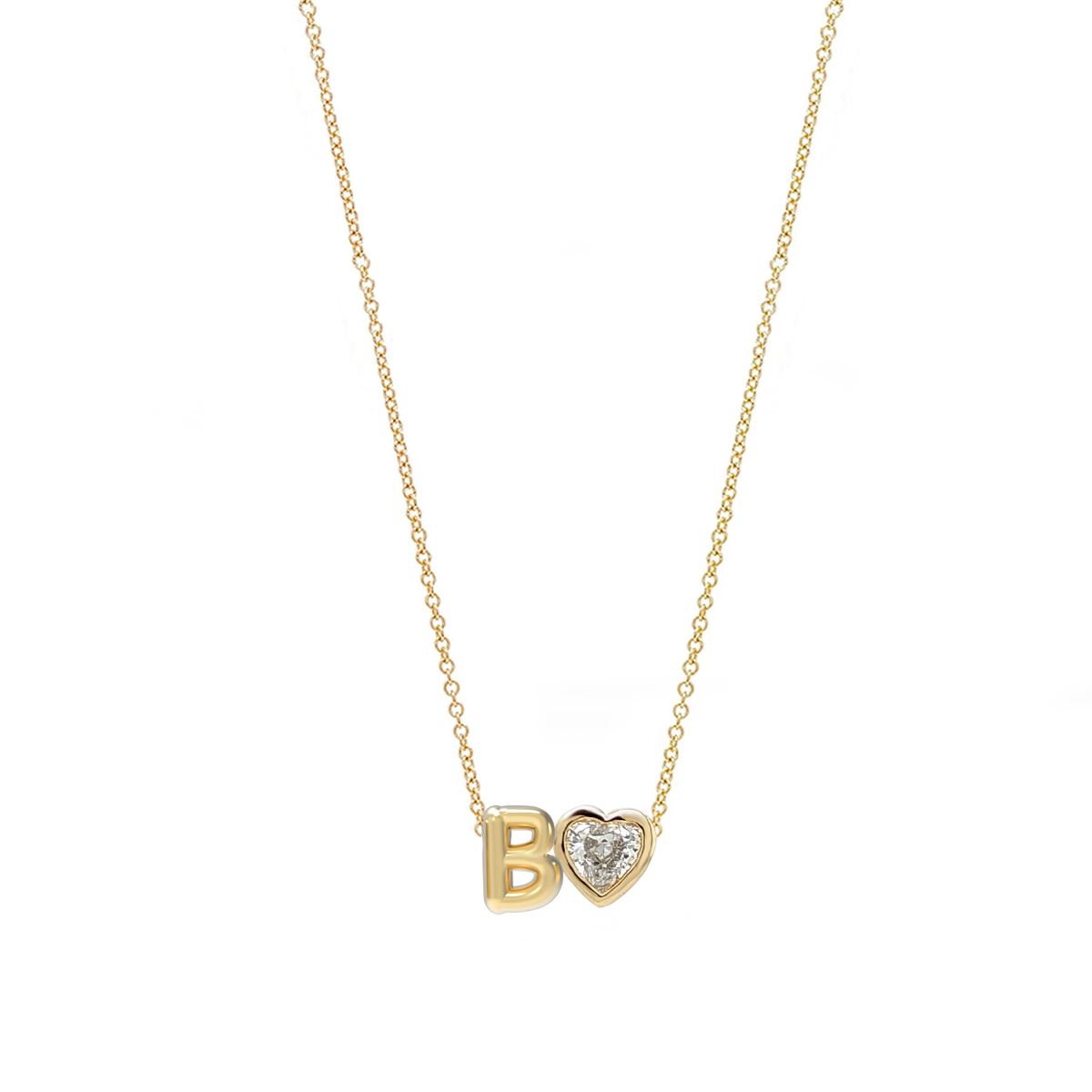 My Heart Initial Diamond Necklace - Noush Jewelry