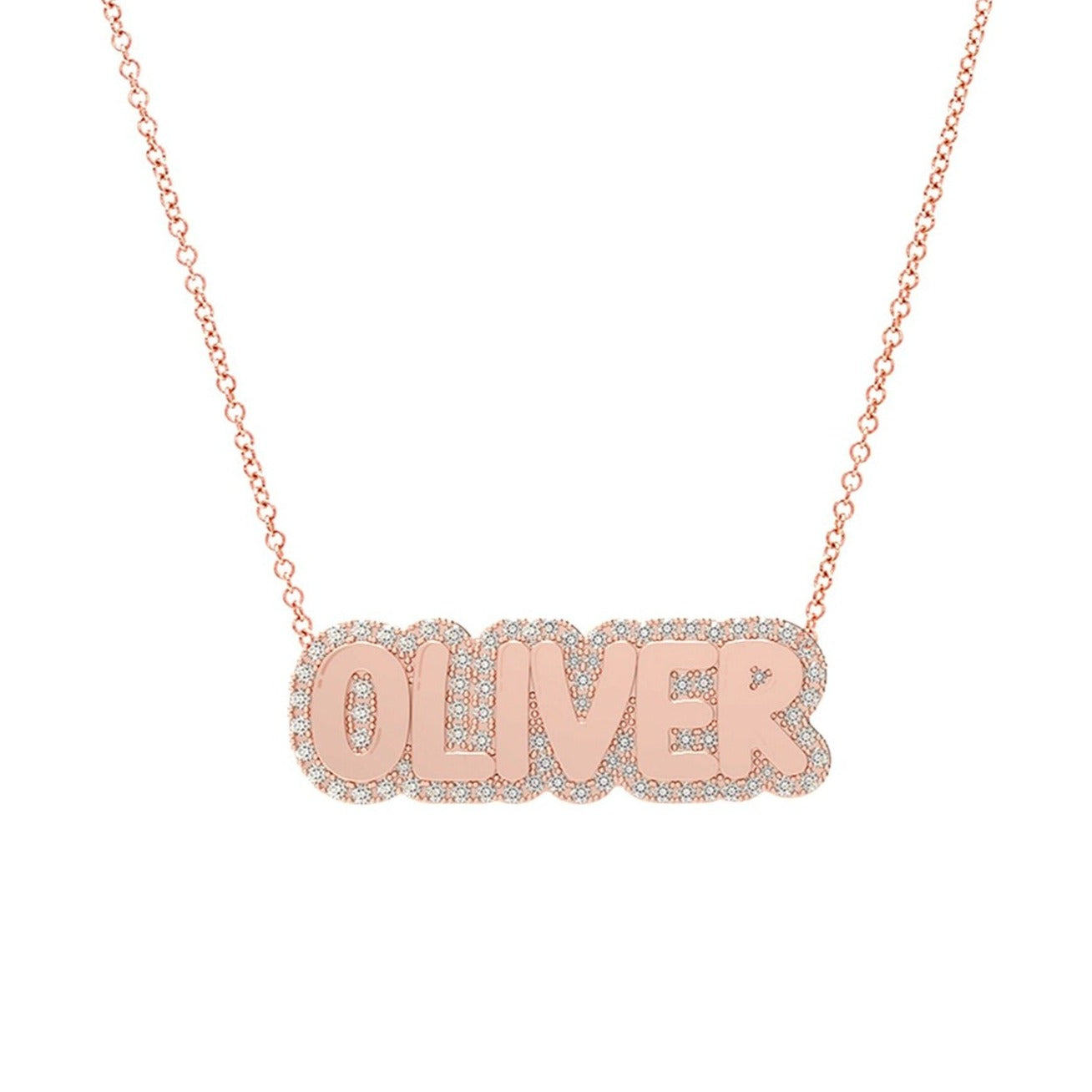 Small Bubble with Pave Outline Necklace