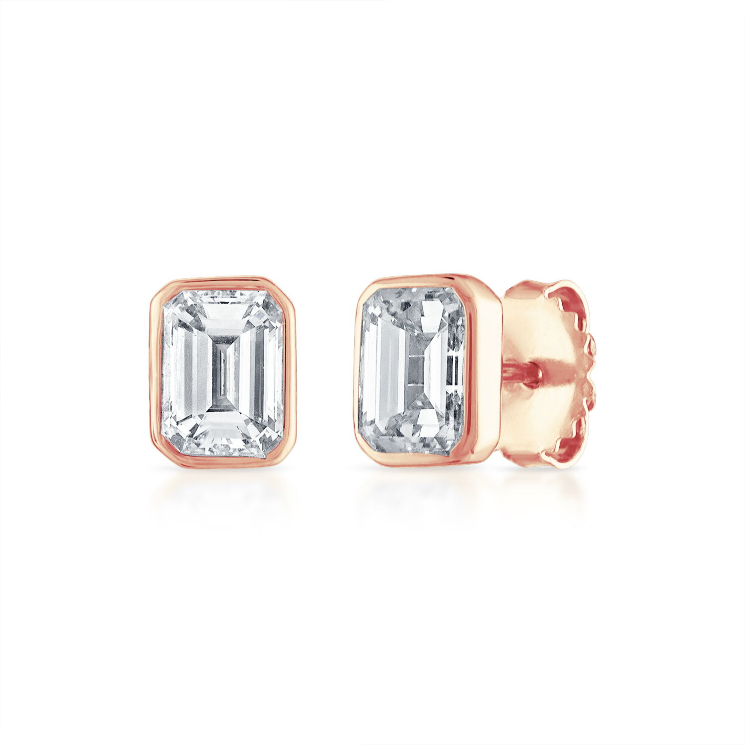 Bezel Set Emerald Cut Studs Bezel Set Emerald Cut Studs