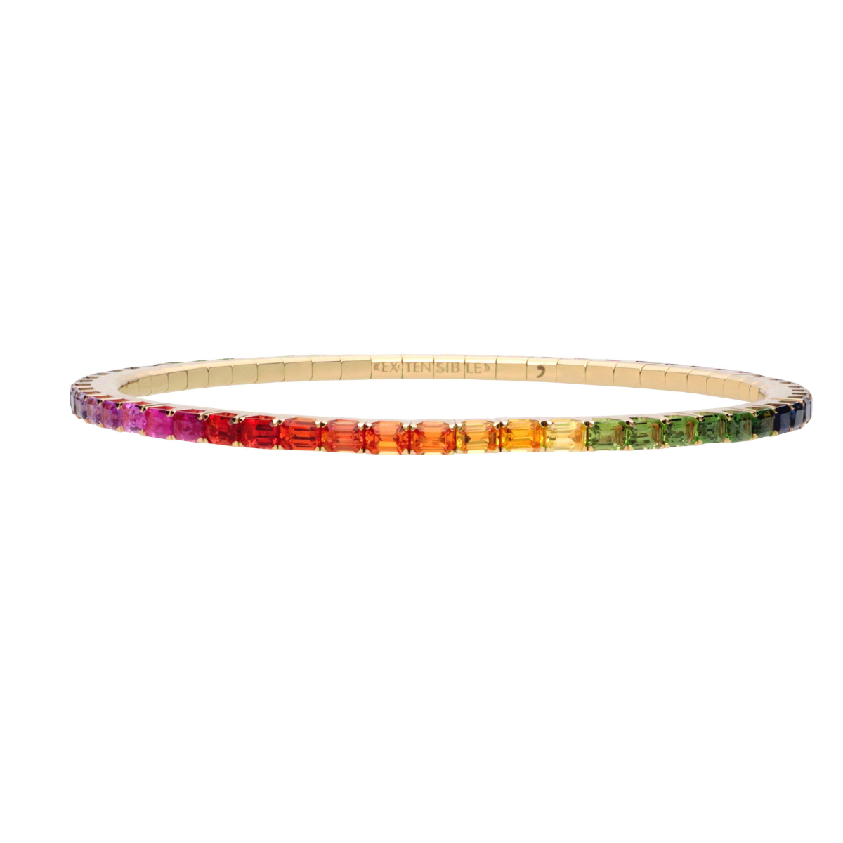 Extensible Emerald Rainbow Tennis Bracelet