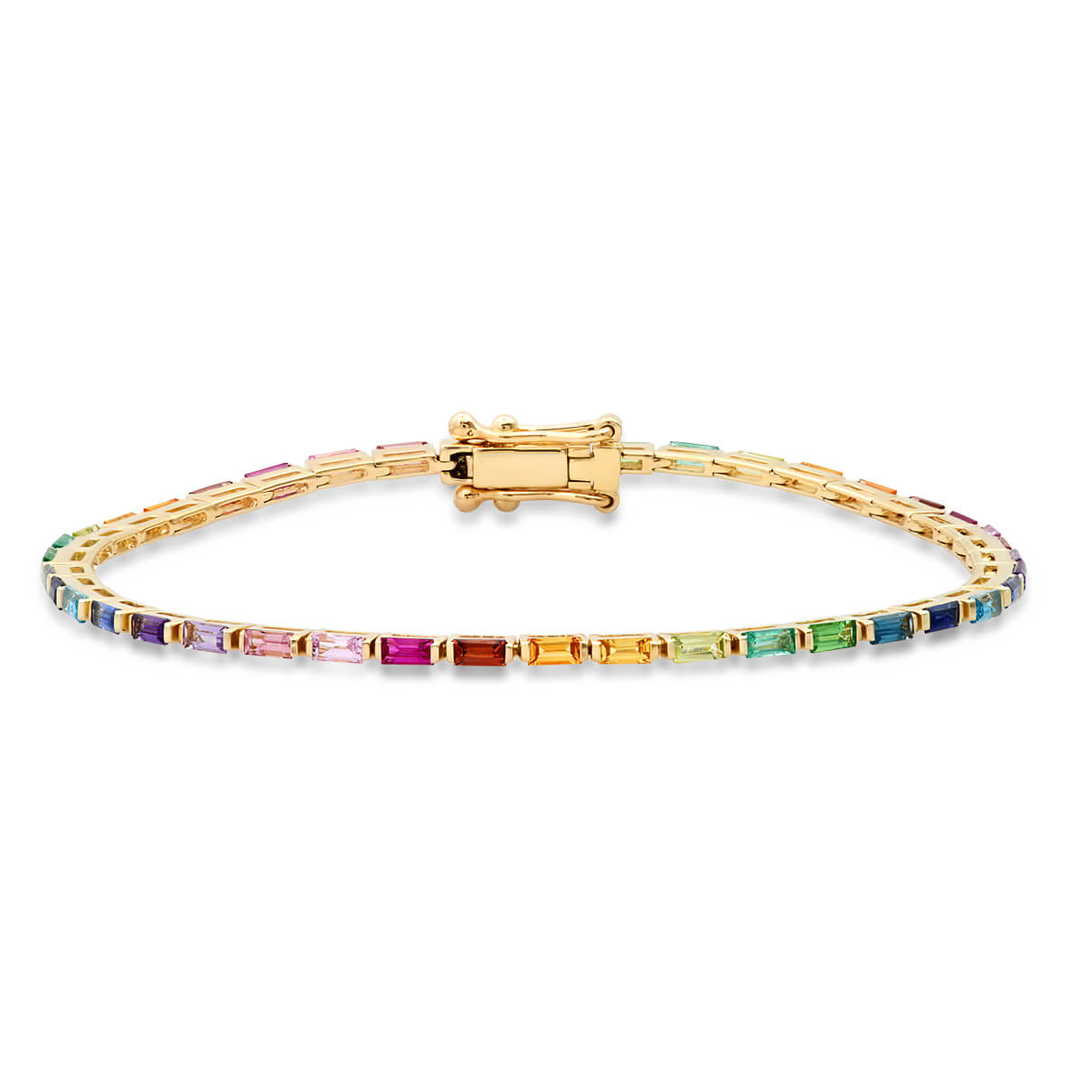 Rainbow Baguette Tennis Bracelet