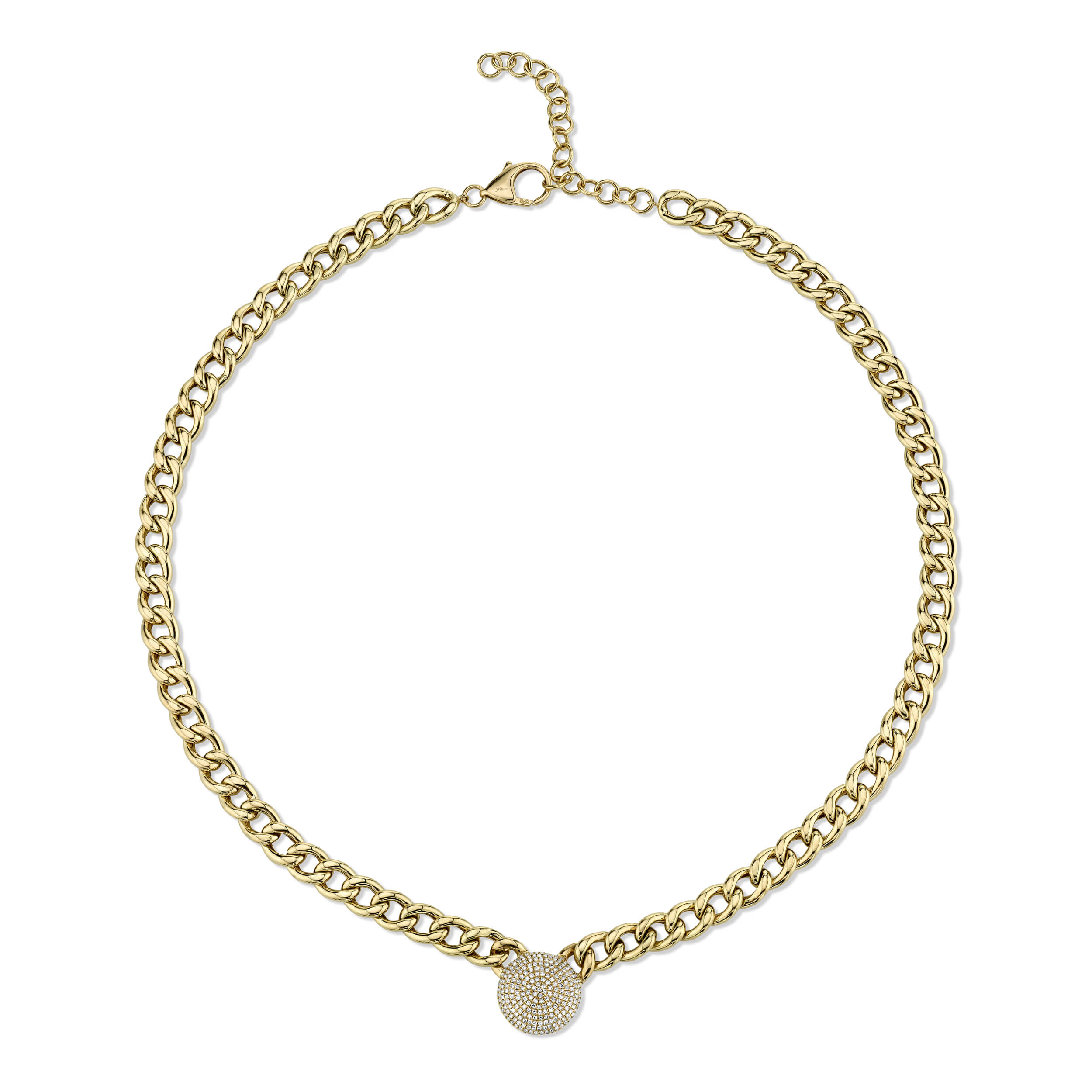 Cuban Link Choker with Puffy Pave Disc