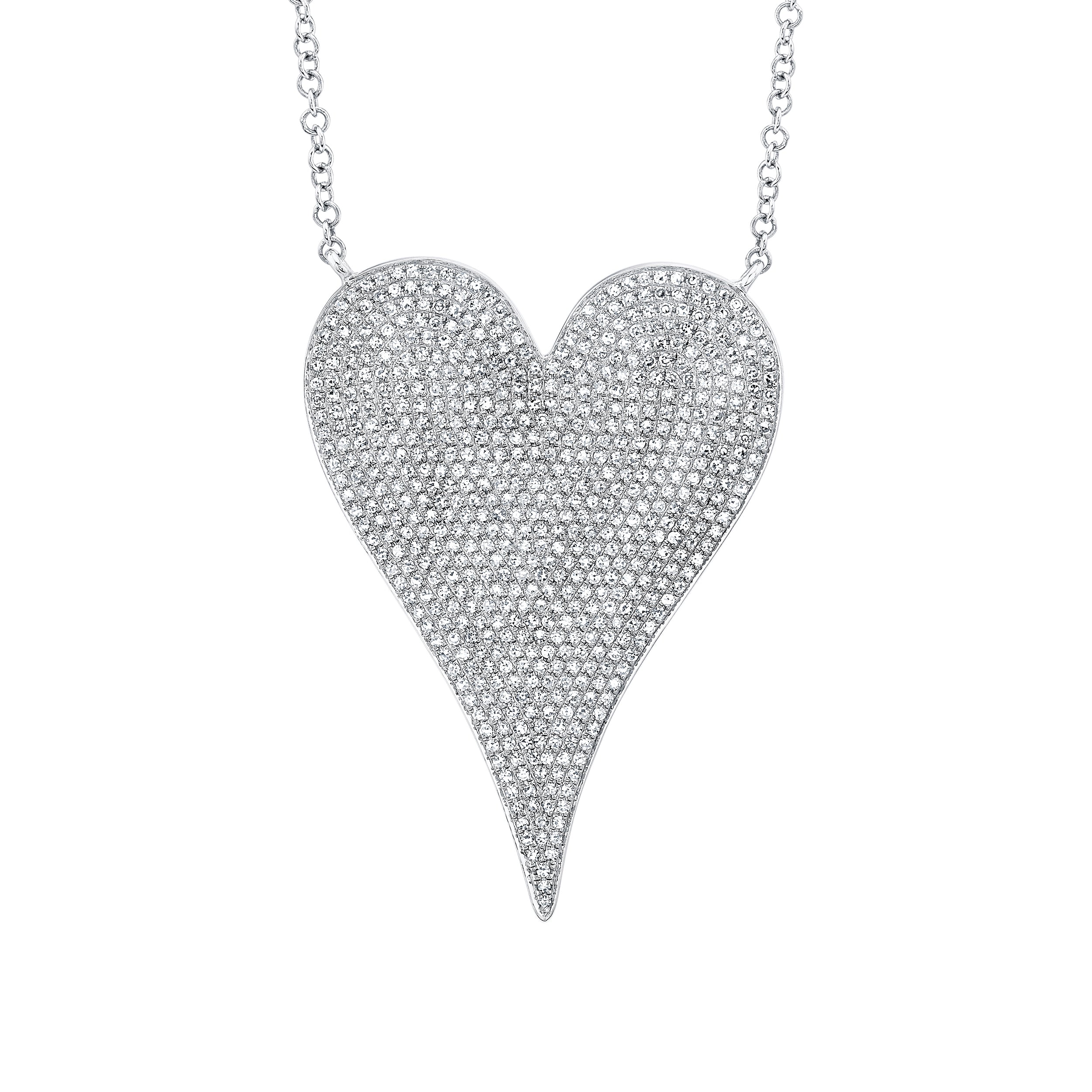 Puffed Diamond Pave Heart Necklace 001-165-02447, Hingham Jewelers