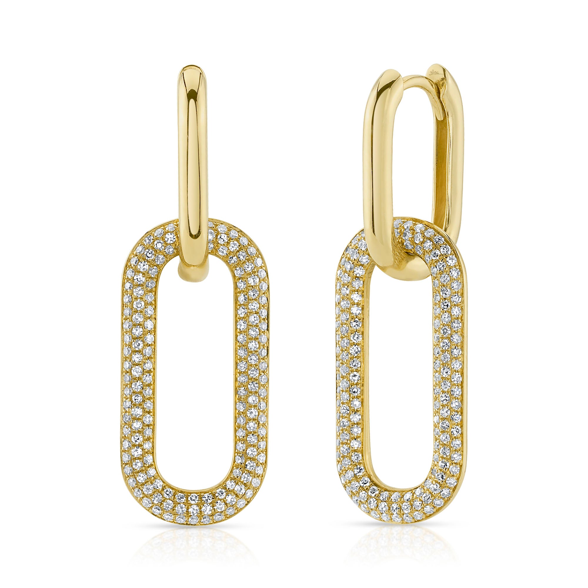 Paperclip Link Earrings in Yellow Gold