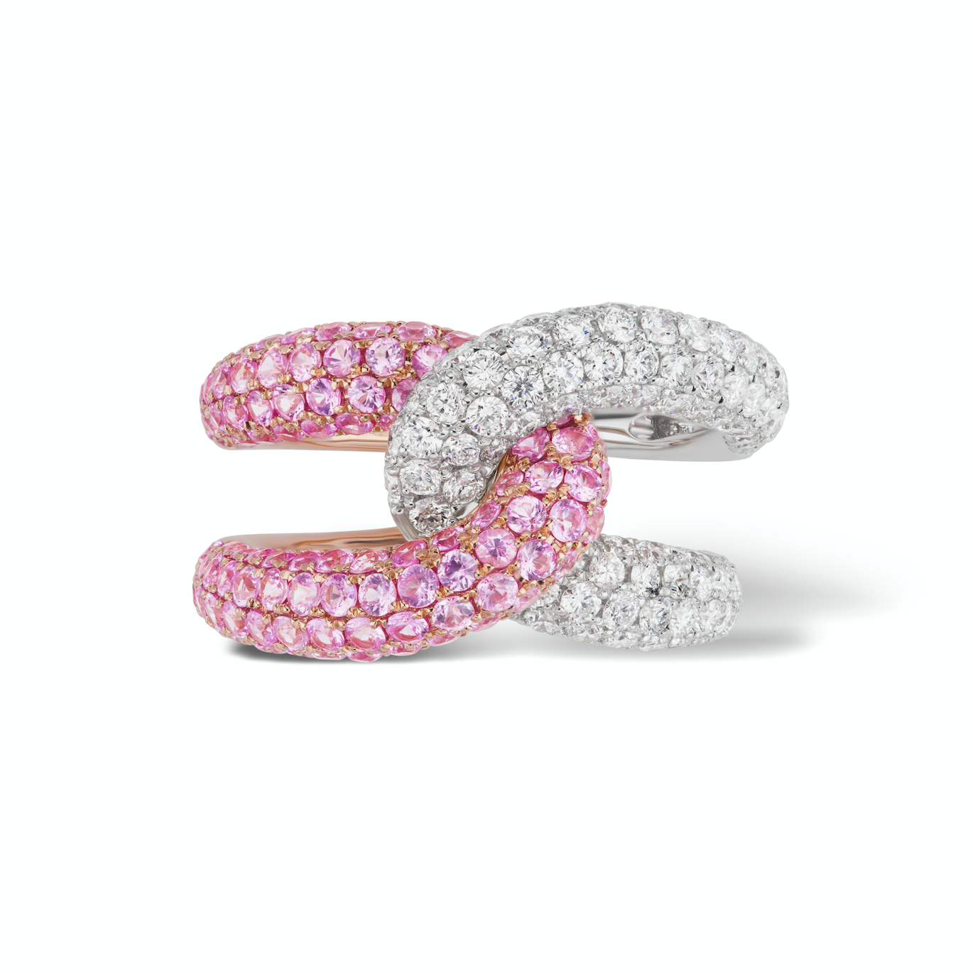 Gemstone and Diamond Intertwin Ring