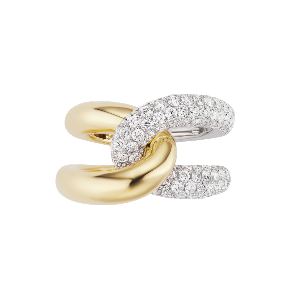 18K Gold Large Trinity Ring Without Diamond / White Gold / 7