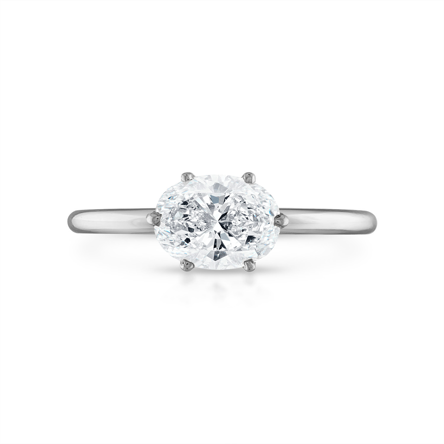 Sideways Oval Solitaire Engagement Ring in Platinum