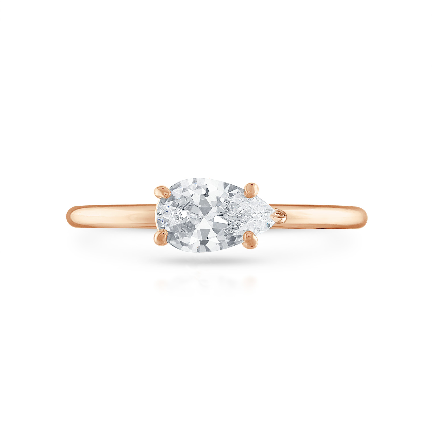 Sideways Pear Solitaire Engagement Ring in Rose Gold