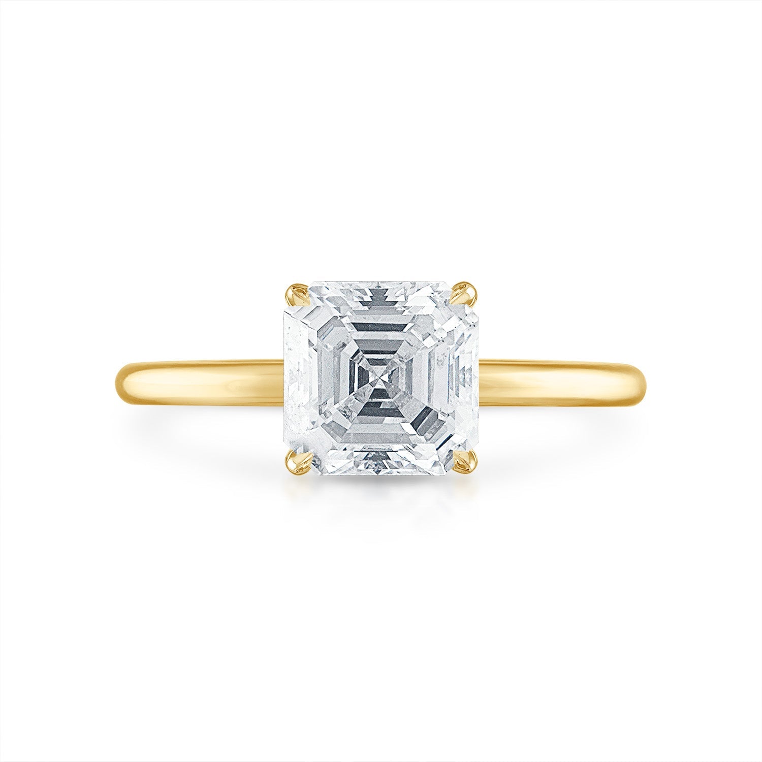 Asscher Solitaire Engagement Ring in Yellow Gold