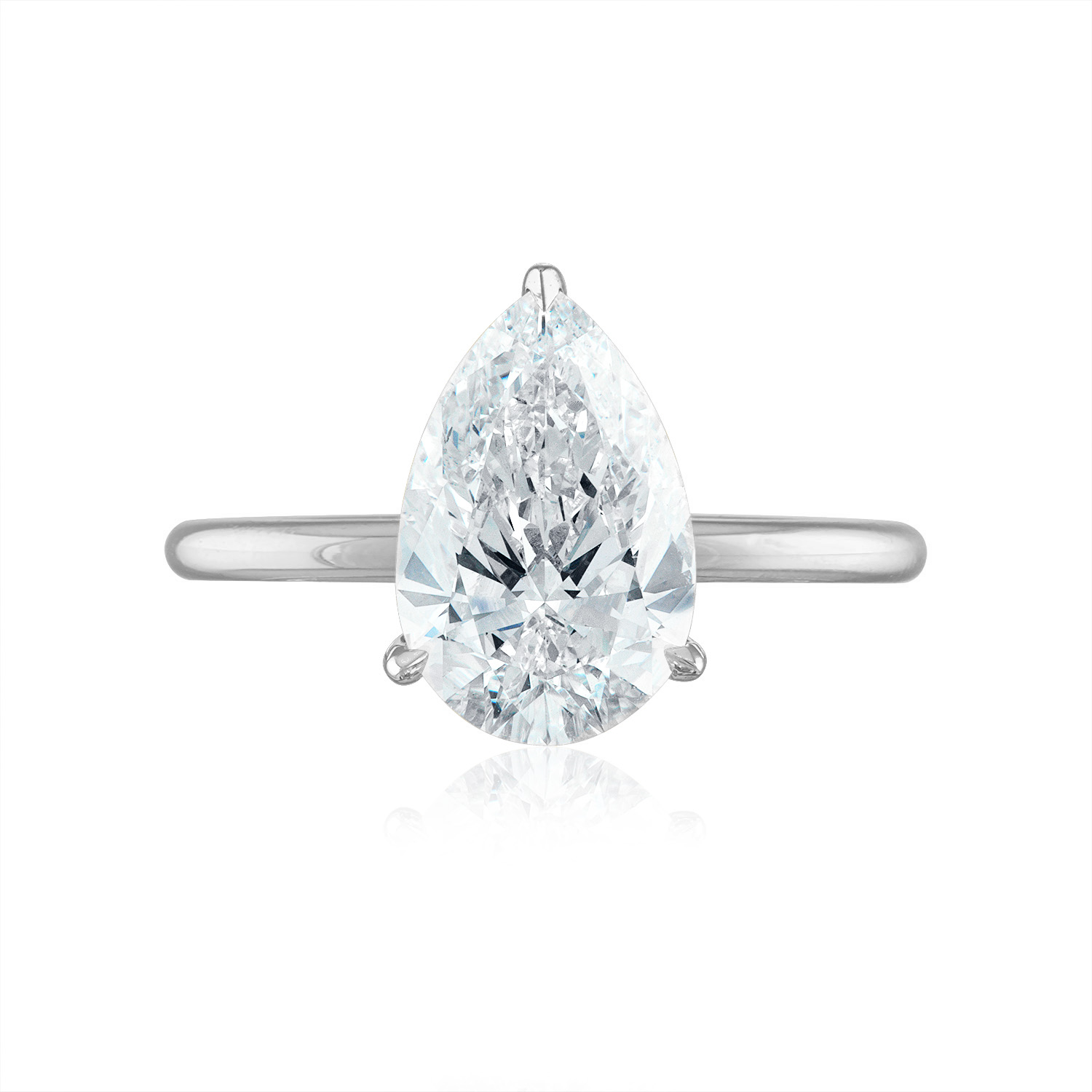 Pear Solitaire Engagement Ring in Platinum