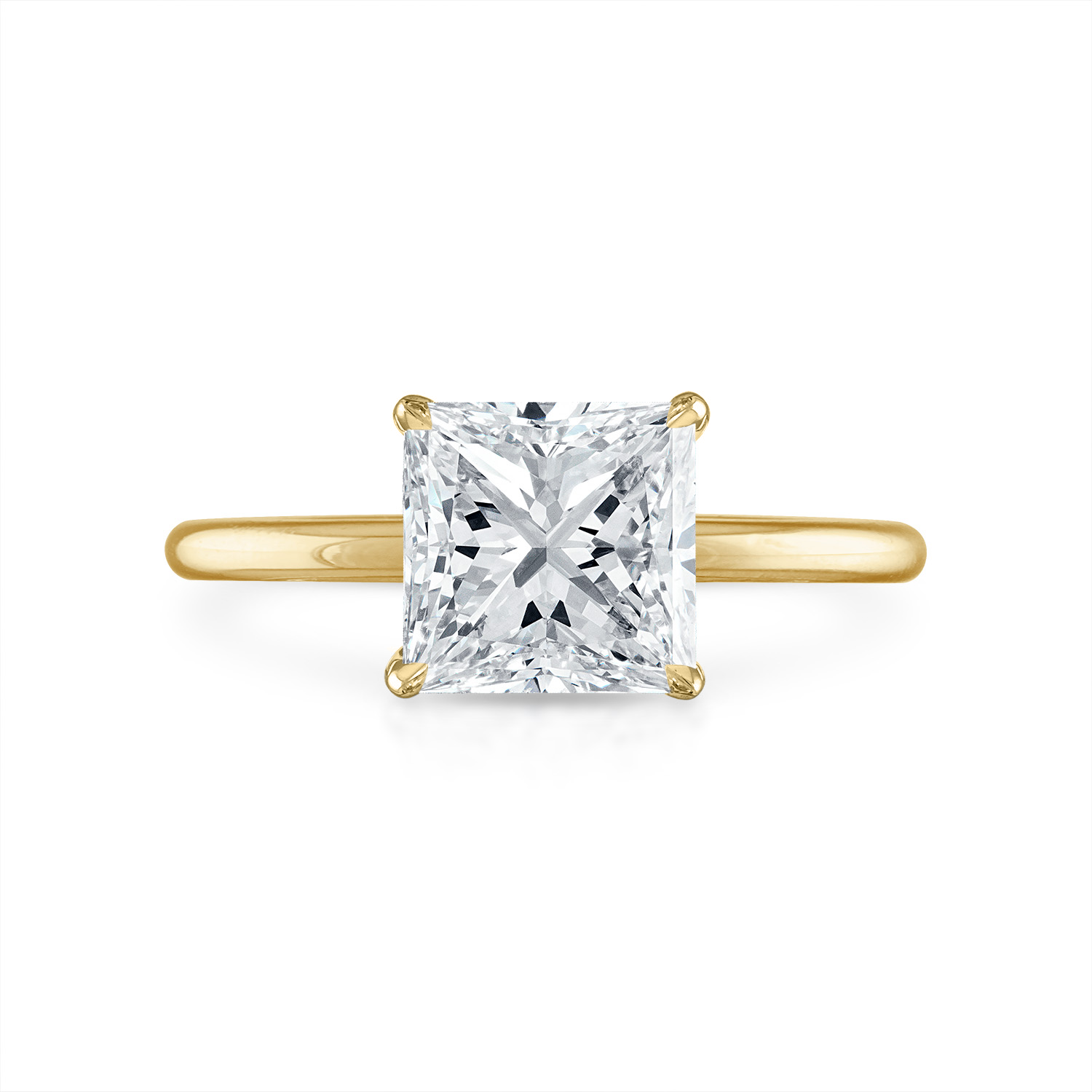 Princess Solitaire Engagement Ring in Yellow Gold