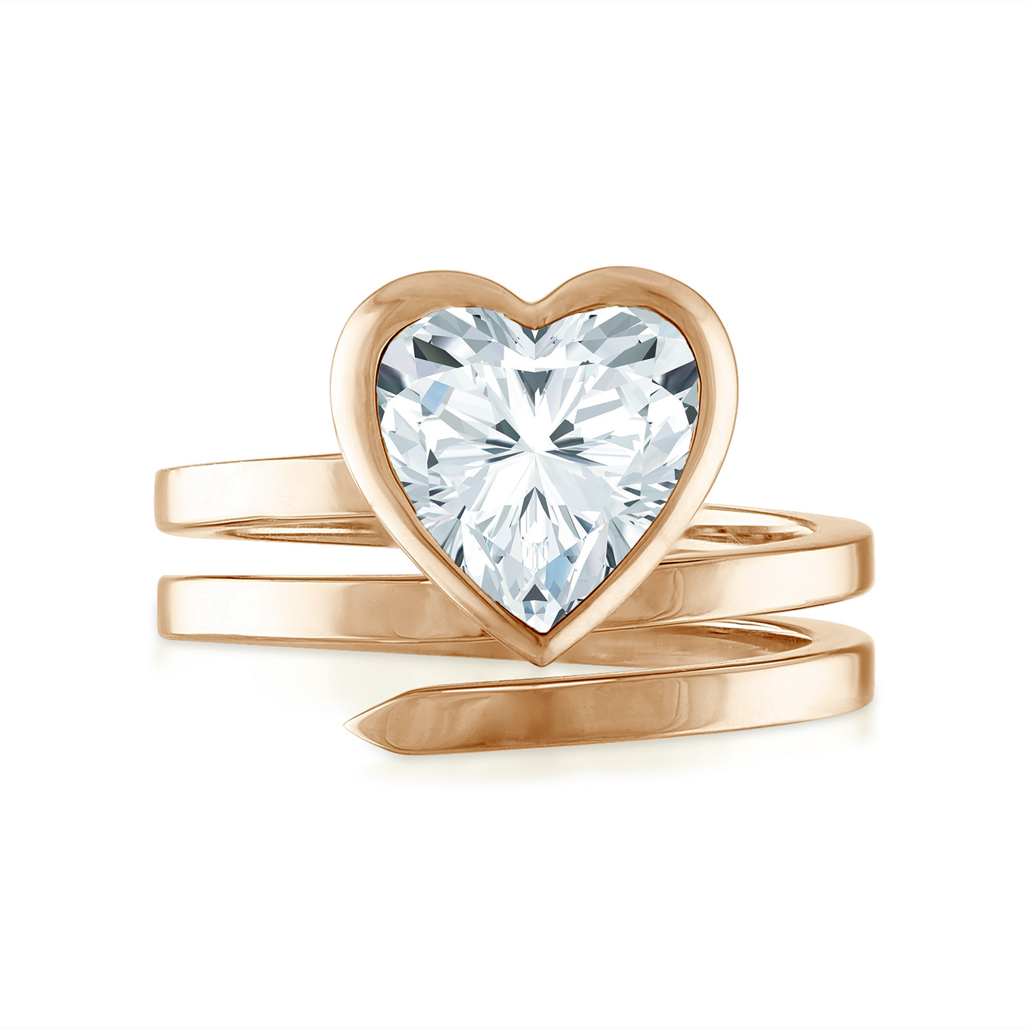 Heart Spiral Engagement Ring in Rose Gold