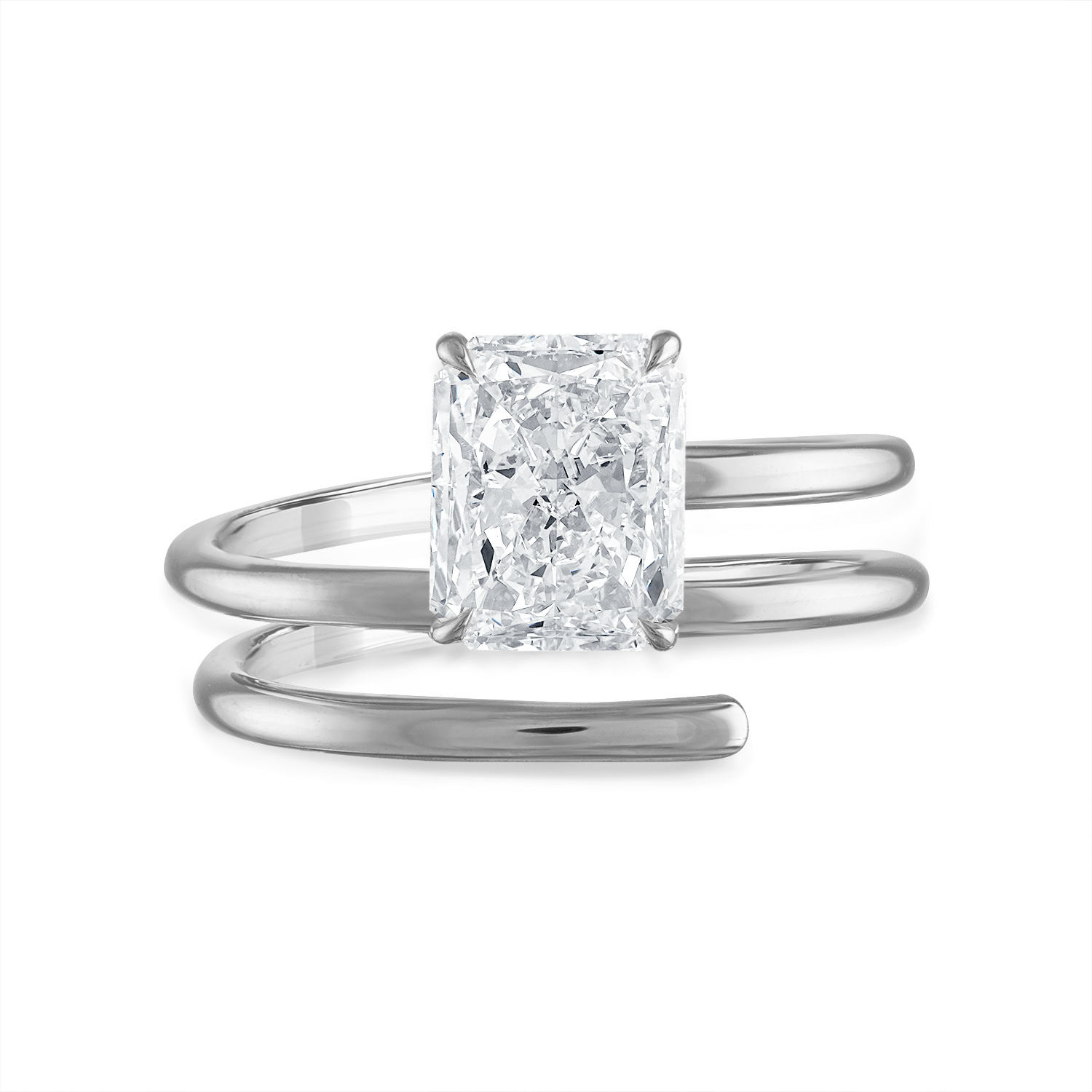 Radiant Spiral Engagement Ring in Platinum