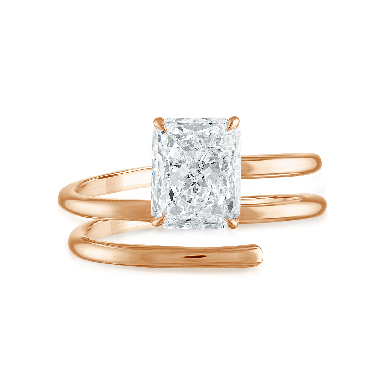 Radiant Spiral Engagement Ring in Rose Gold
