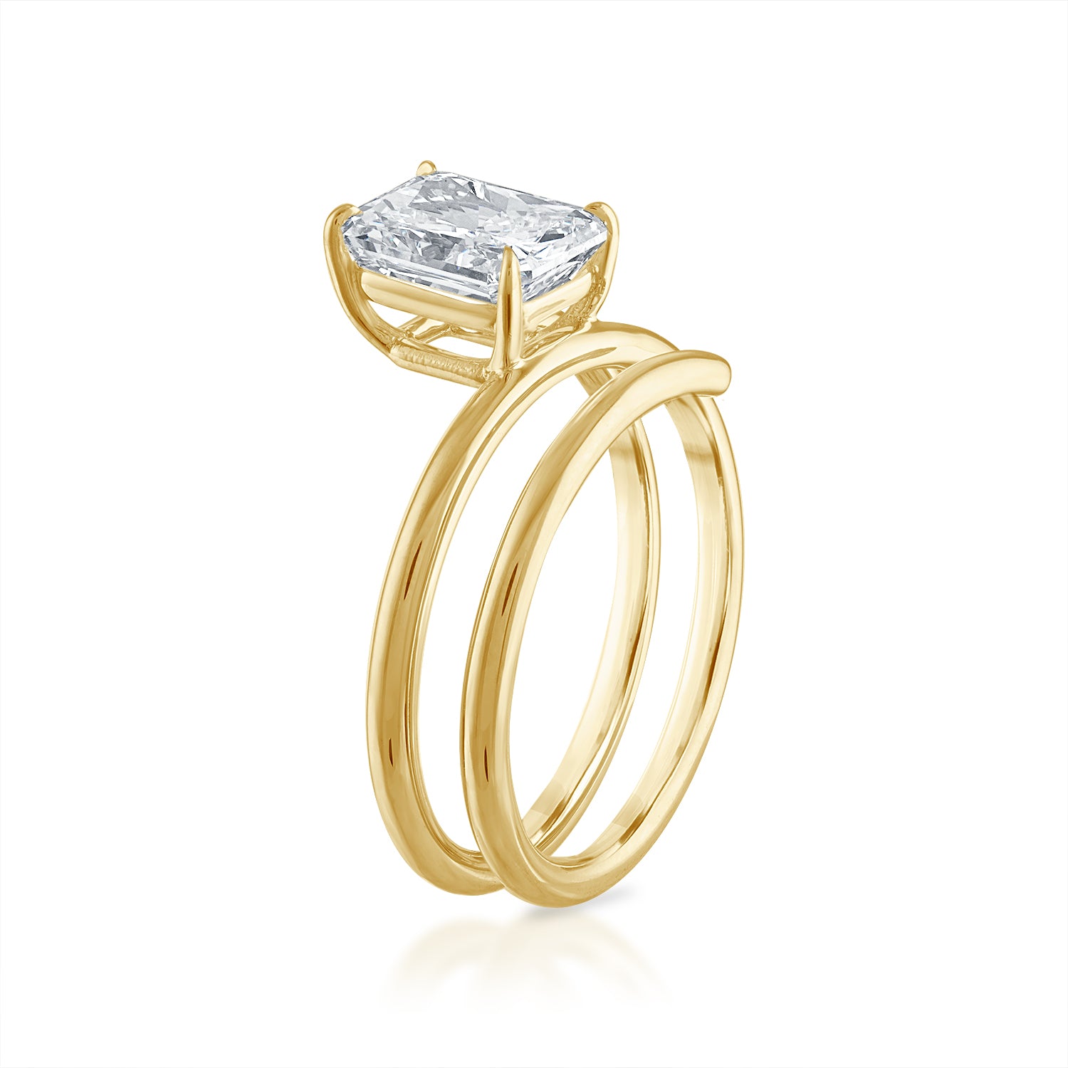 Radiant Spiral Engagement Ring in Yellow Gold