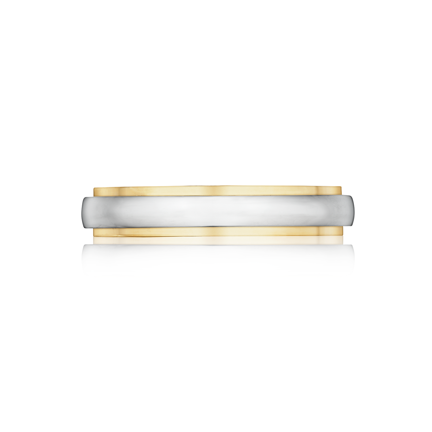 Step Edge Gold Wedding Band in Platinum and Yellow Gold