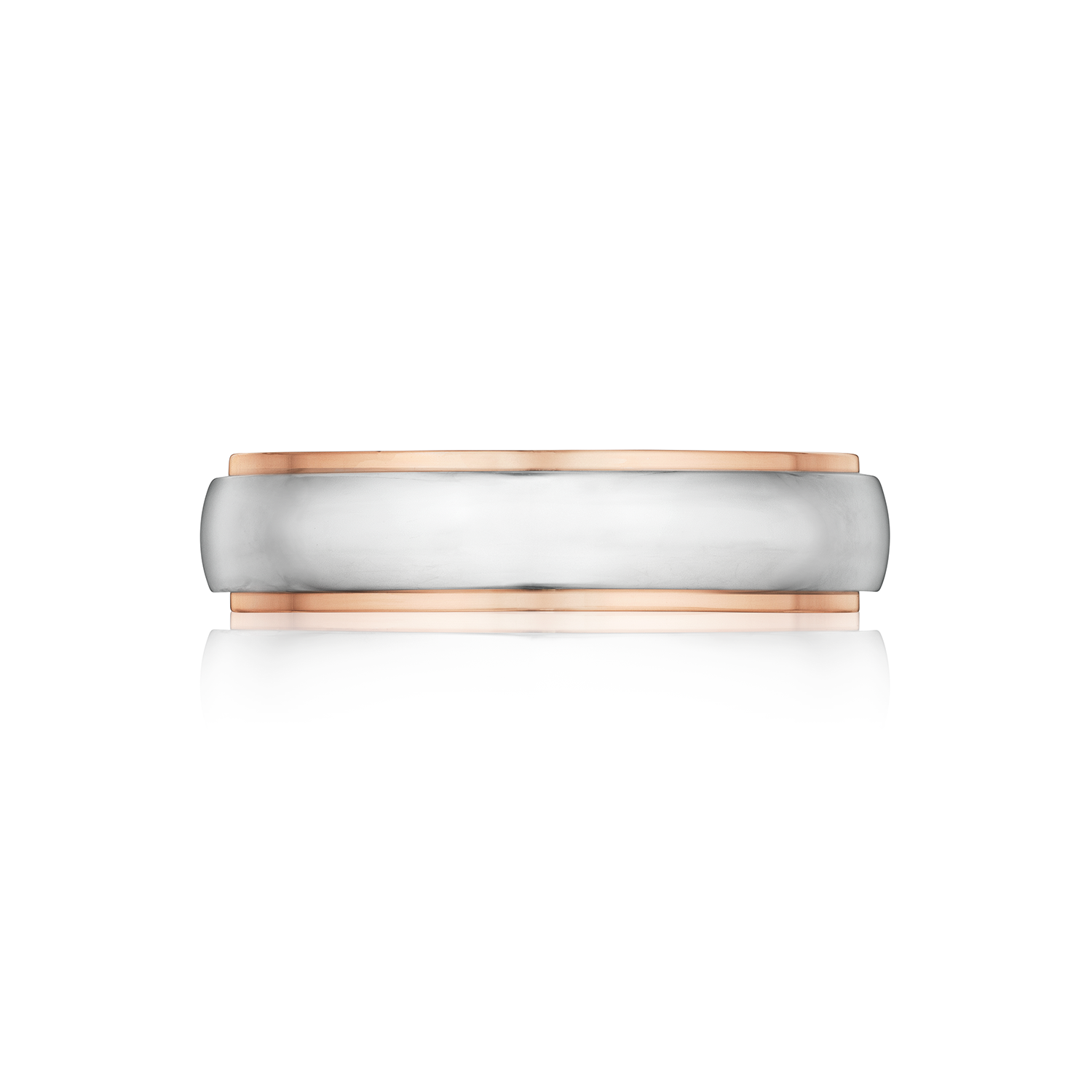 Step Edge Gold Wedding Band in Platinum and Rose Gold