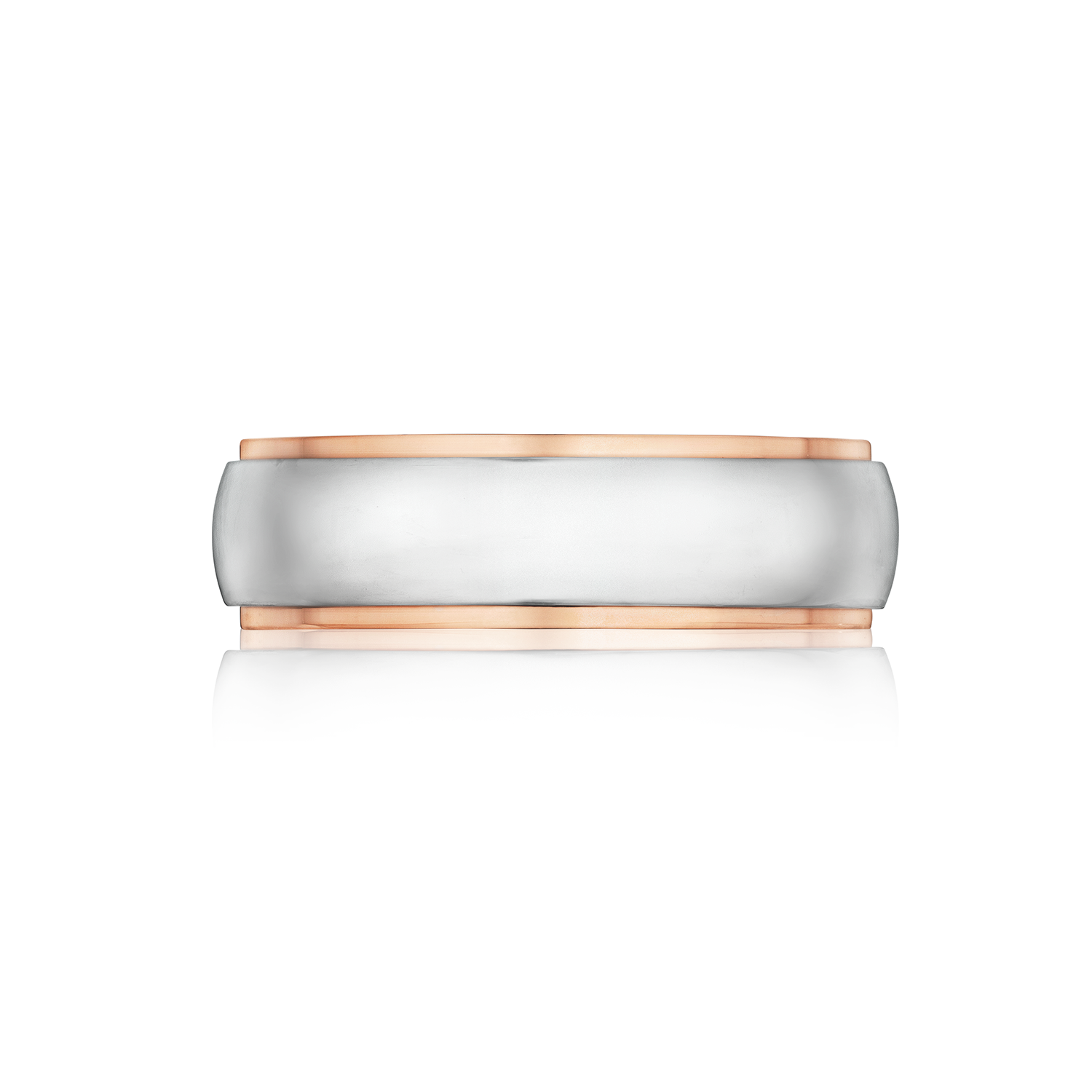 Step Edge Gold Wedding Band in Platinum and Rose Gold