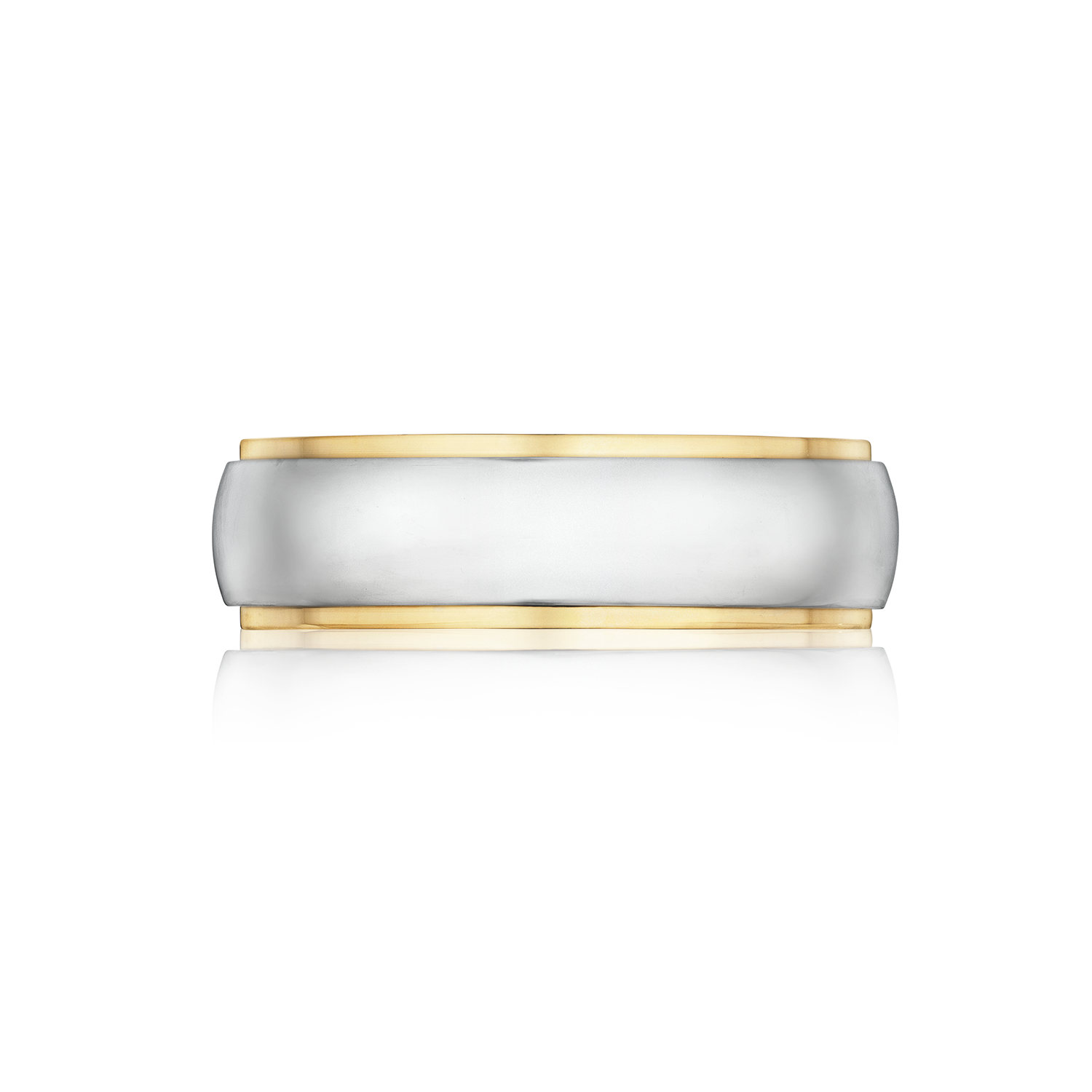 Step Edge Gold Wedding Band in Platinum and Yellow Gold