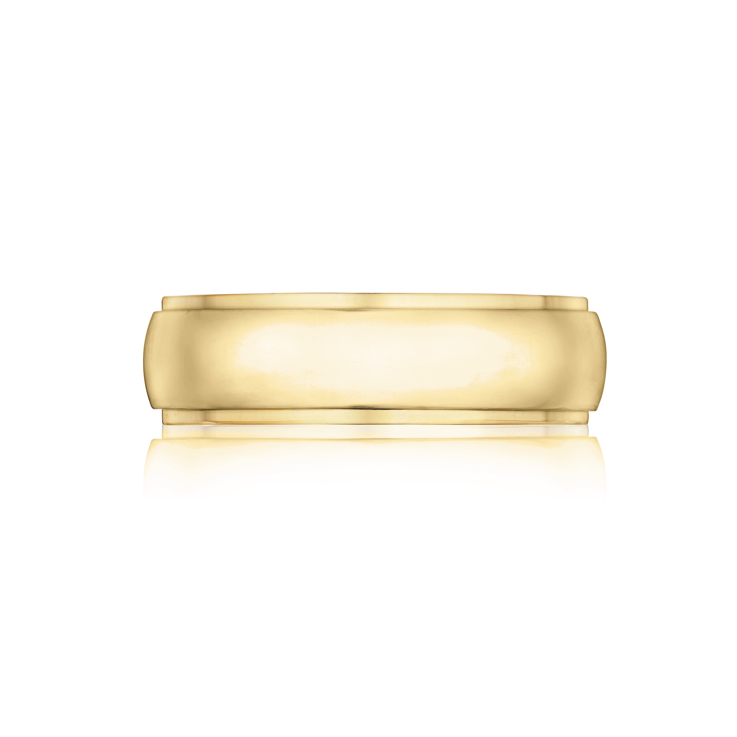 Step Edge Gold Wedding Band in Platinum and Yellow Gold