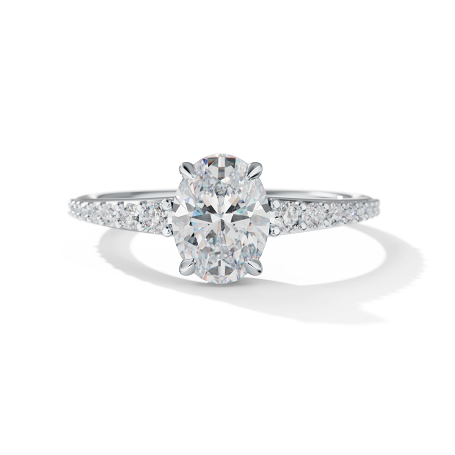 Tapered Oval Engagement Ring in Platinum
