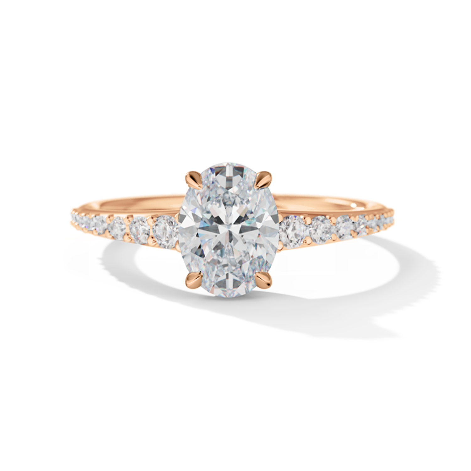 Tapered Oval Engagement Ring in Rose Gold