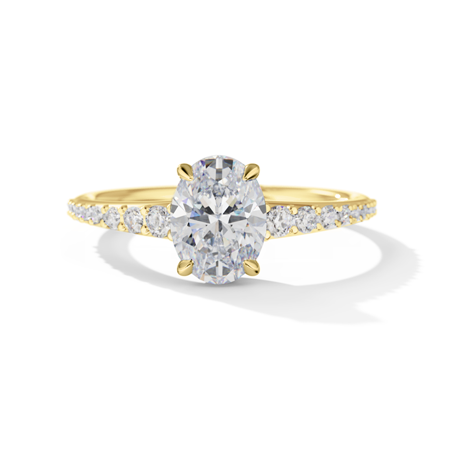 Tapered Oval Engagement Ring in Yellow Gold