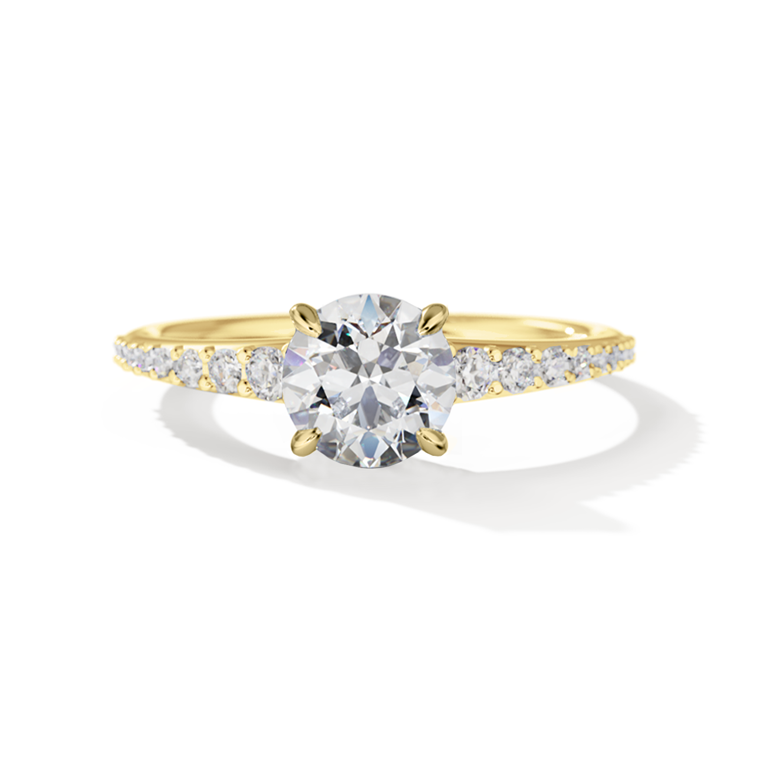 Tapered Round Engagement Ring in Yellow Gold