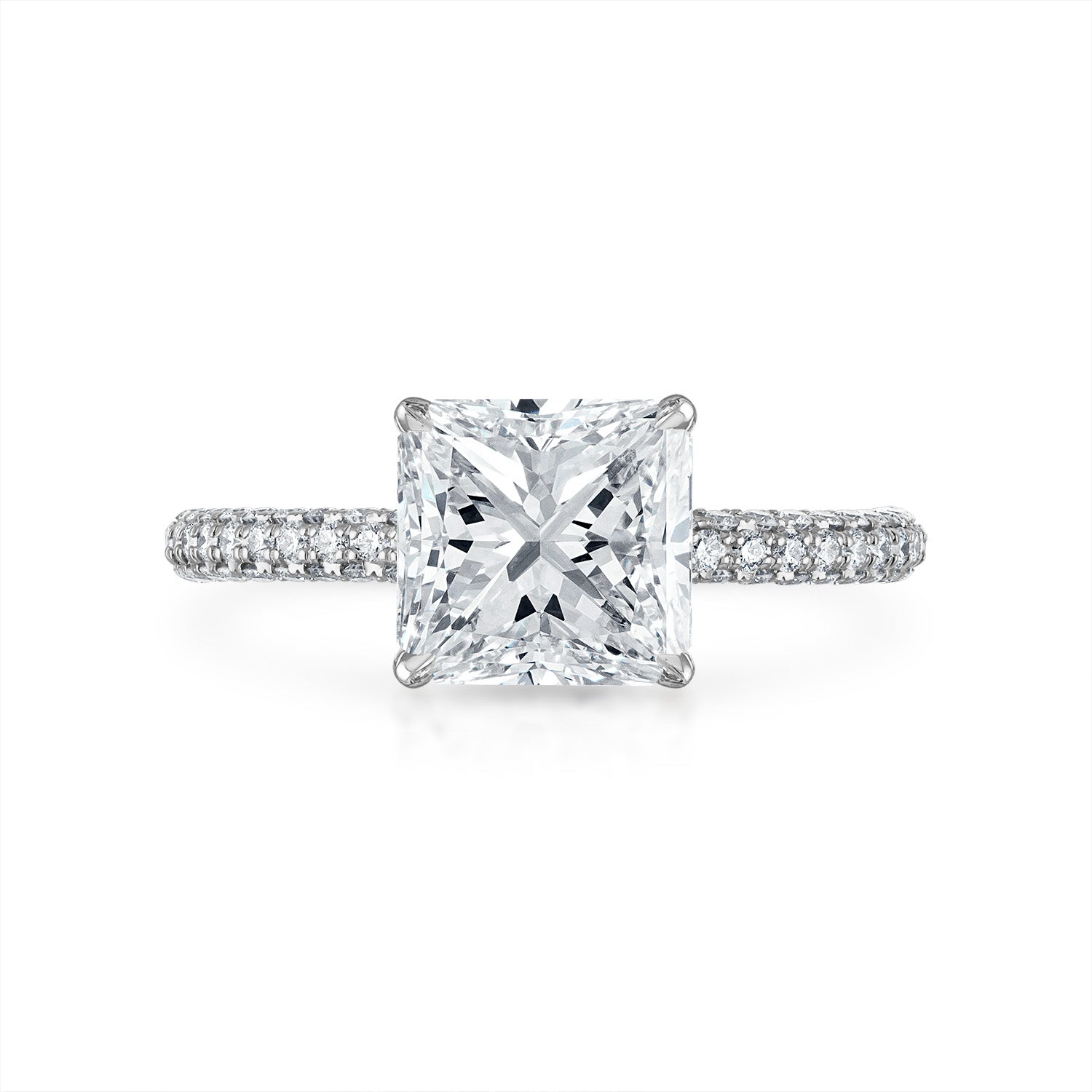 Three Sided Pave Engagement Ring