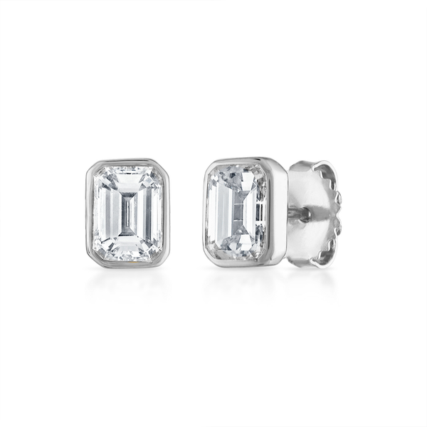 【VINTAGE HOLLYWOOD】Silver Bezel Emerald Cut Earrings WG_70ab8619-c1a5-4dc2-95b5-