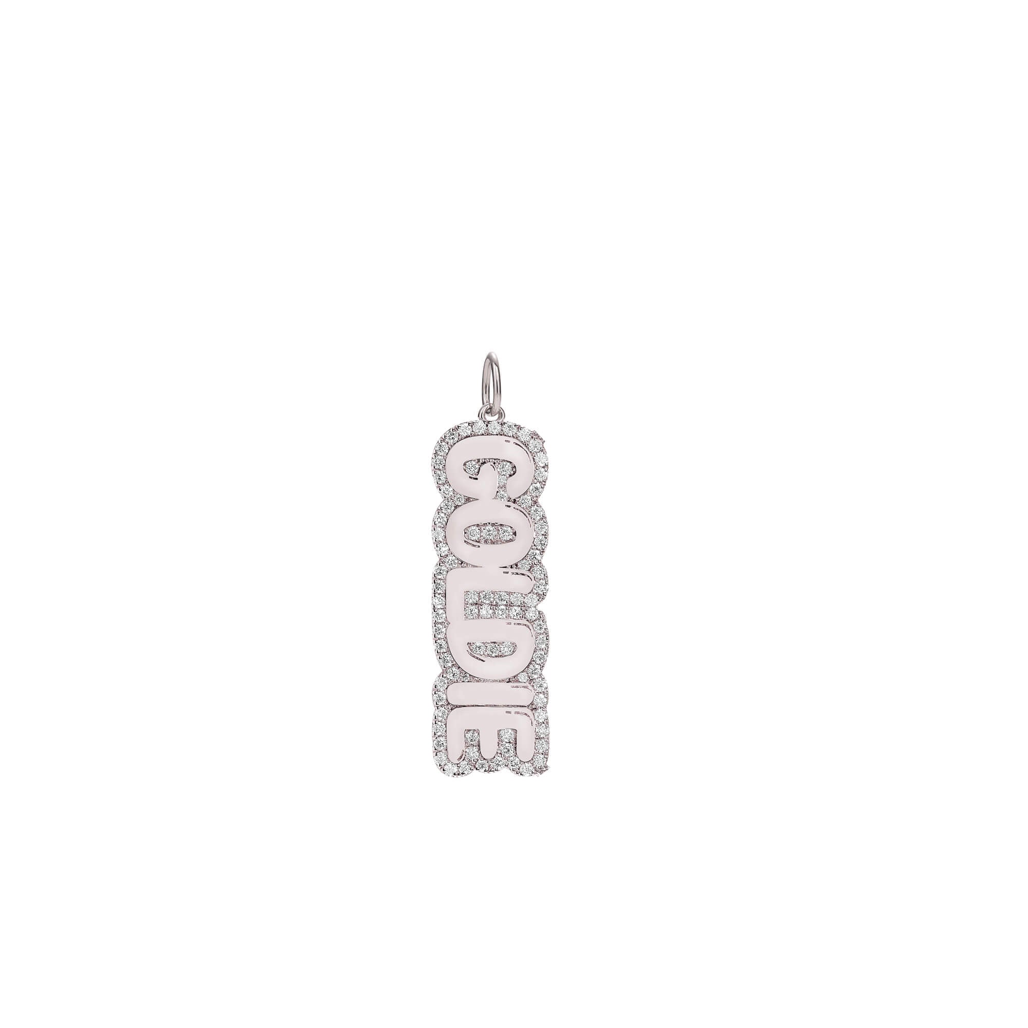 Large Bubble Name with Pave Outline Charm